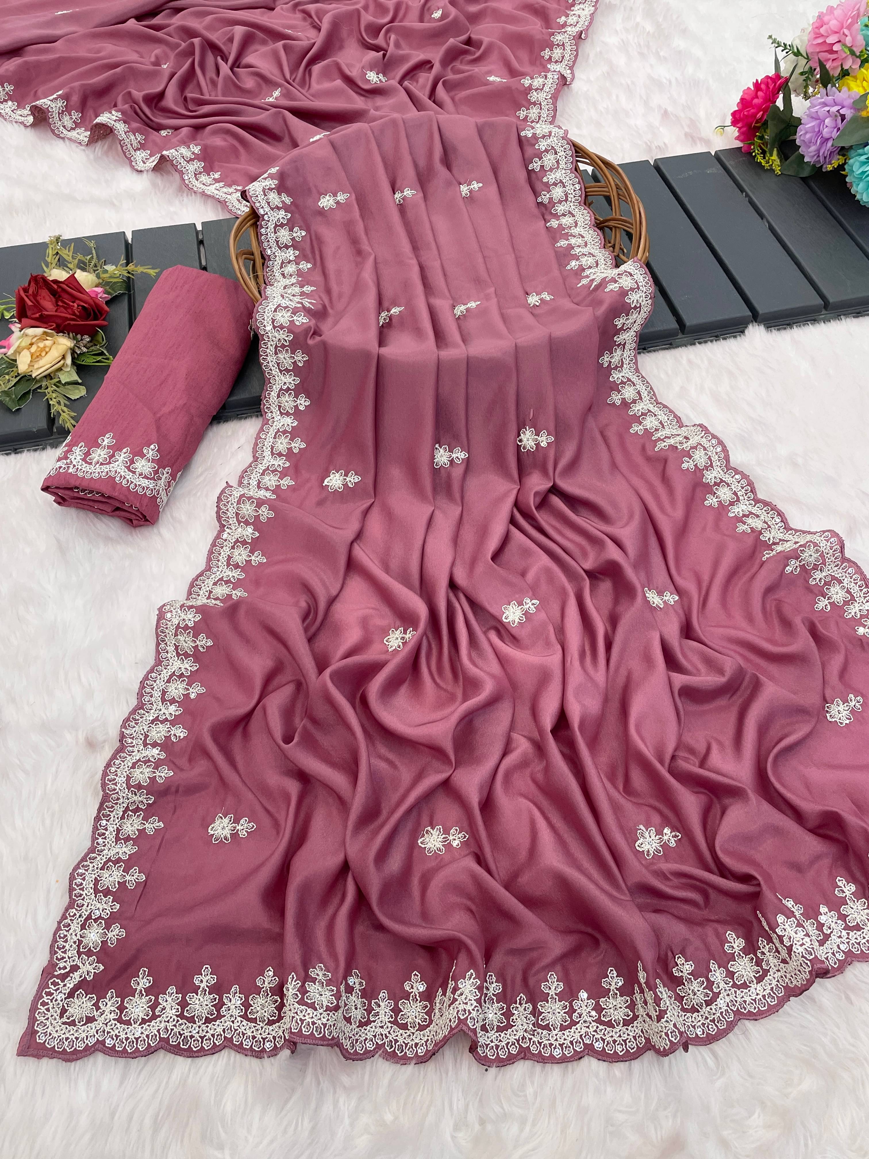 Kandora Silk Blend Embroidered Regular Saree With Unstitched Blouse Piece ( Peach )     			Kandora Silk Blend Embroidered Regular Saree With Unstitched Blouse Piece ( Peach )