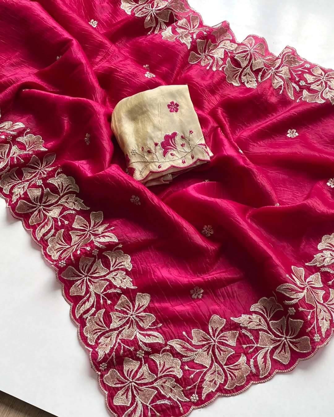 Kandora chiffon Embroidered Regular Saree With Unstitched Blouse Piece ( Pink ) Kandora chiffon Embroidered Regular Saree With Unstitched Blouse Piece ( Pink )