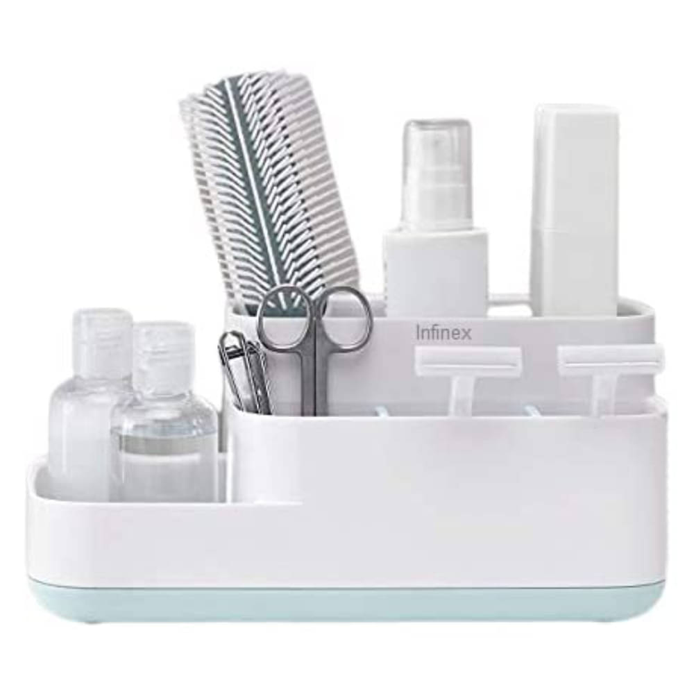     			NEKIFACE 5 Compartment Bathroom Sink Caddy Storage Organizer for Soap Holder, Tooth Brush, Cosmetics, Shaving Kit and Toiletry Kit Makeup Stand Organizer (White)