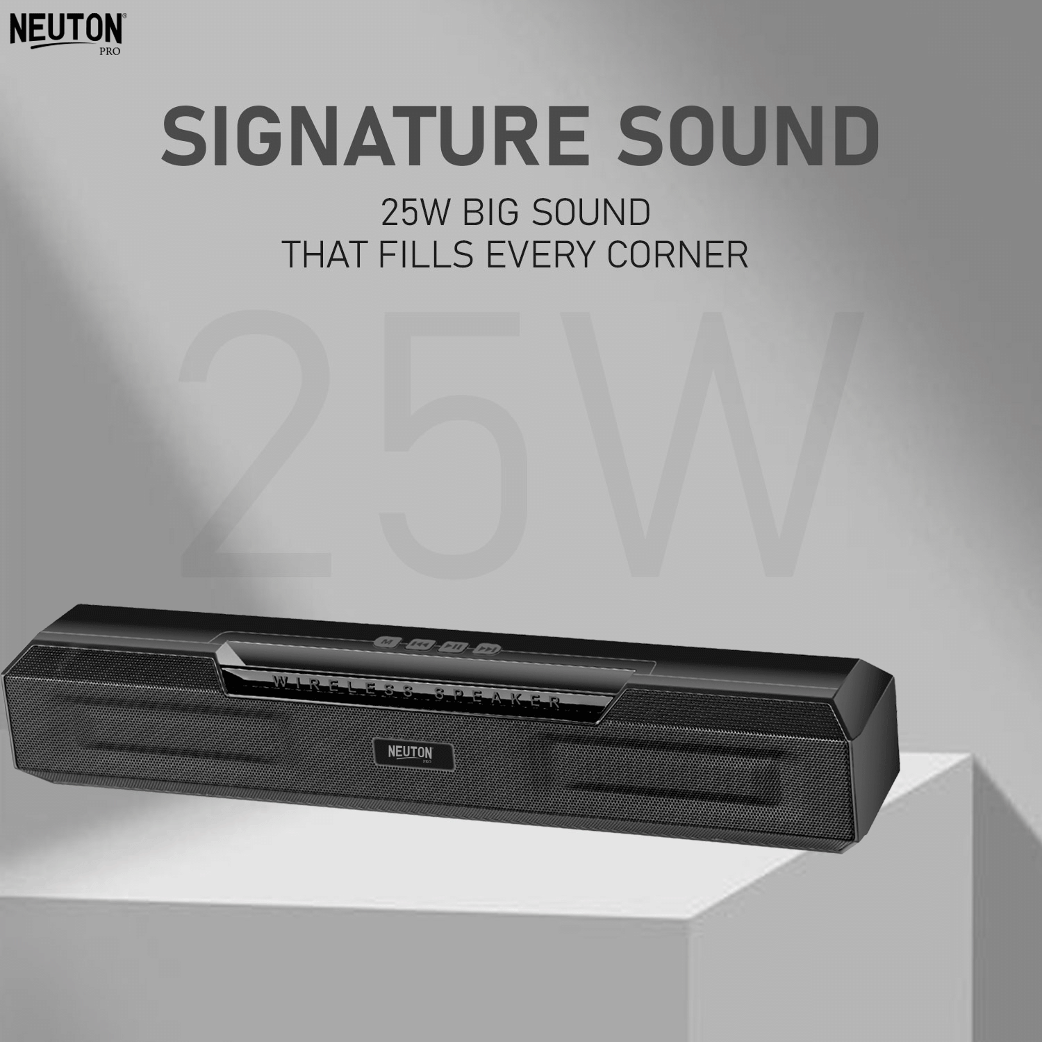     			NEUTON PRO BLACK BAR 25 W Bluetooth Speaker Bluetooth v5.0 with USB,SD card Slot,Aux Playback Time 5 hrs Black