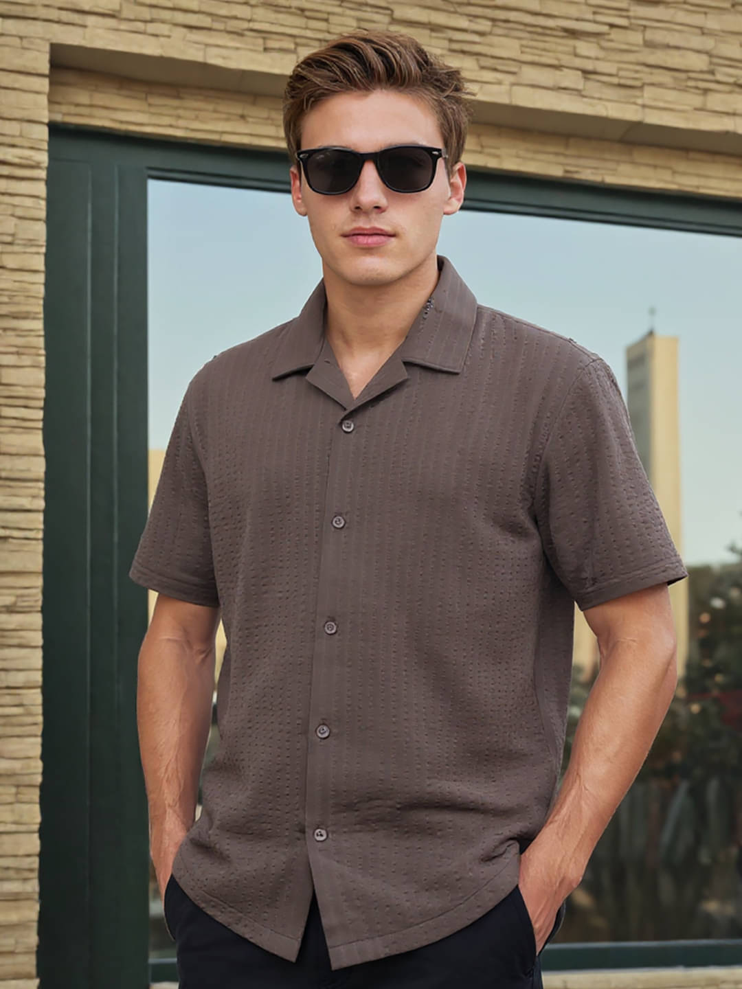 OGEN 100% Cotton Regular Fit Striped Half Sleeves Men's Casual Shirt - Brown ( Pack of 1 ) OGEN 100% Cotton Regular Fit Striped Half Sleeves Men's Casual Shirt - Brown ( Pack of 1 )