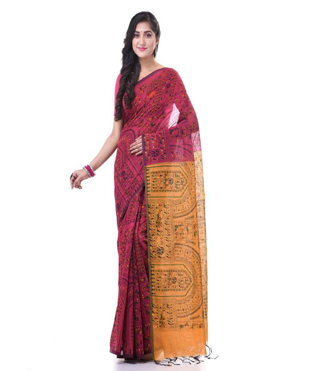     			PIYARI FASHION Cotton Blend Printed Regular Saree With Unstitched Blouse Piece ( Pink )