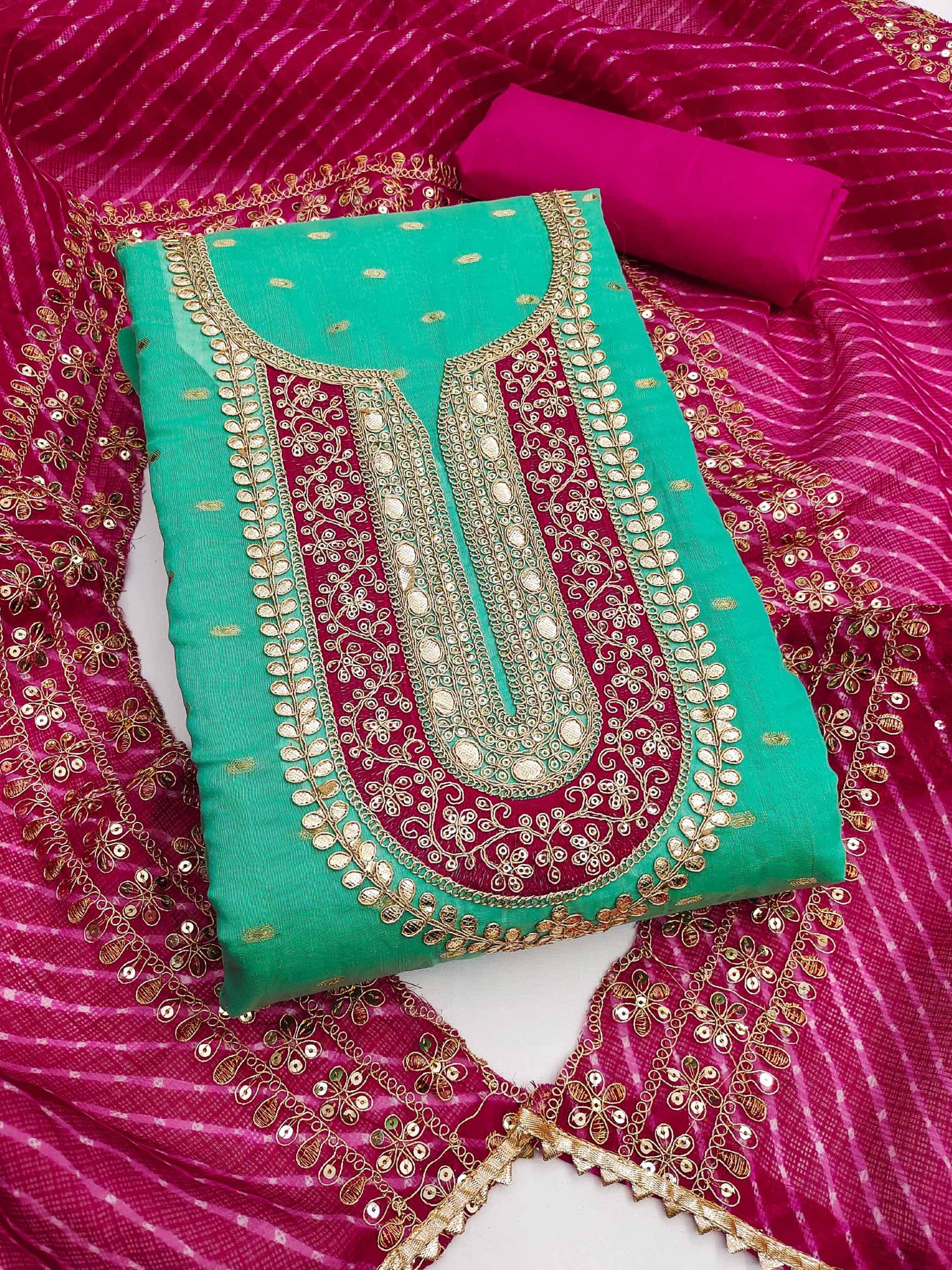     			Panbai sarees Women Chanderi Unstitched Dress Material ( Blue )