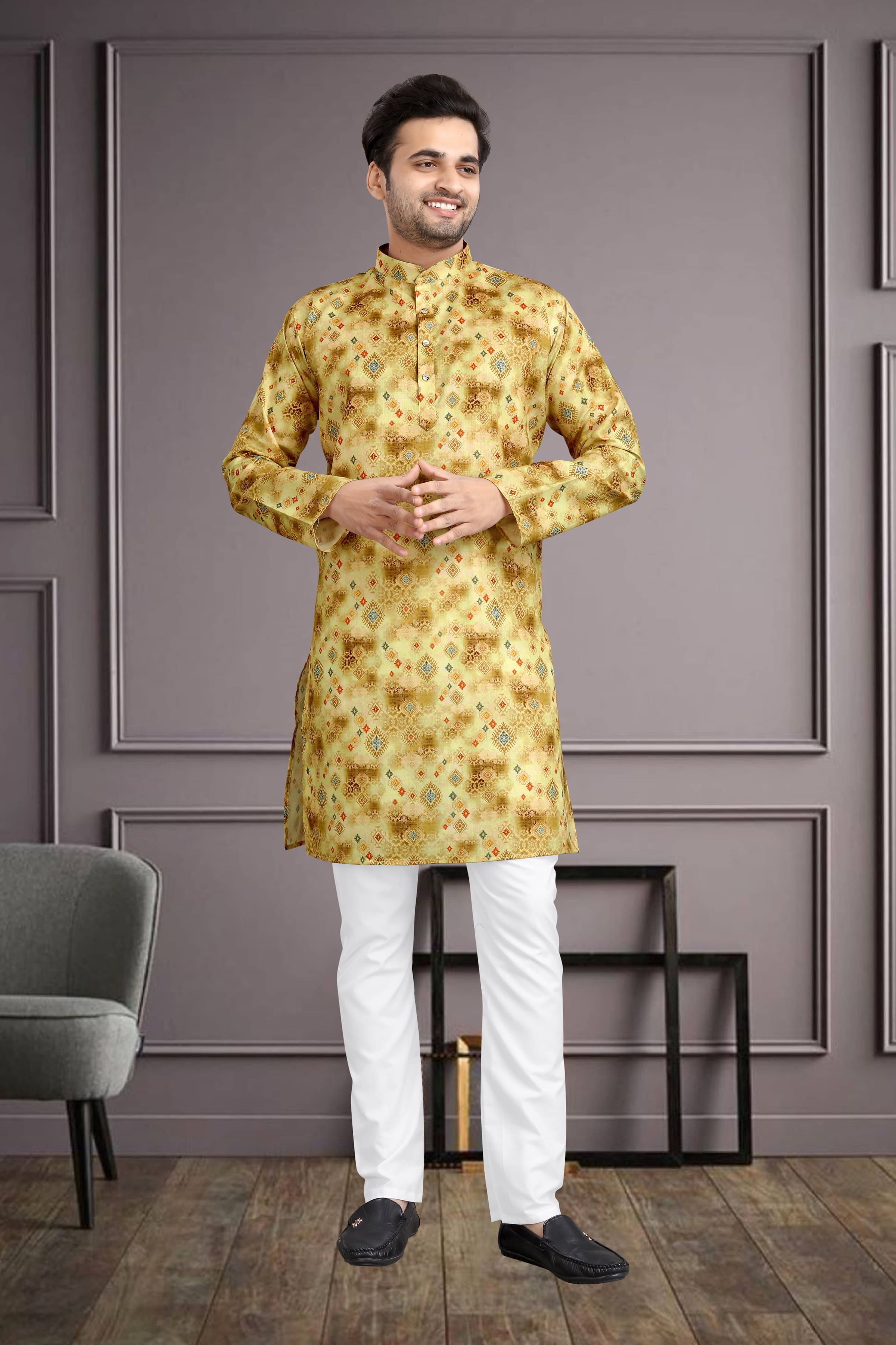     			Parallel Times Multicolor 1 Cotton Blend Men's Regular Kurta ( Pack of 1 )