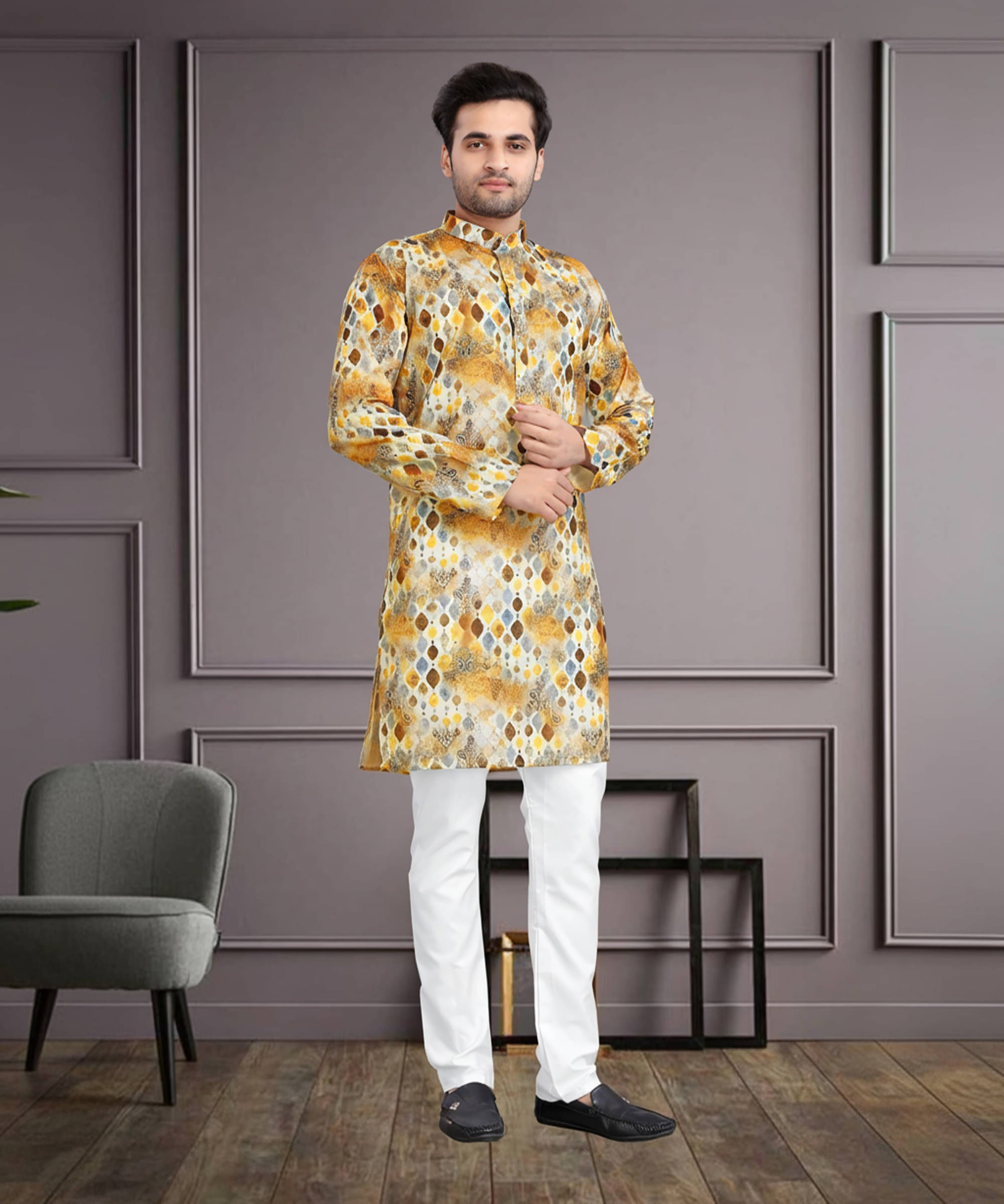     			Parallel Times Multicolor 2 Cotton Blend Men's Regular Kurta ( Pack of 1 )