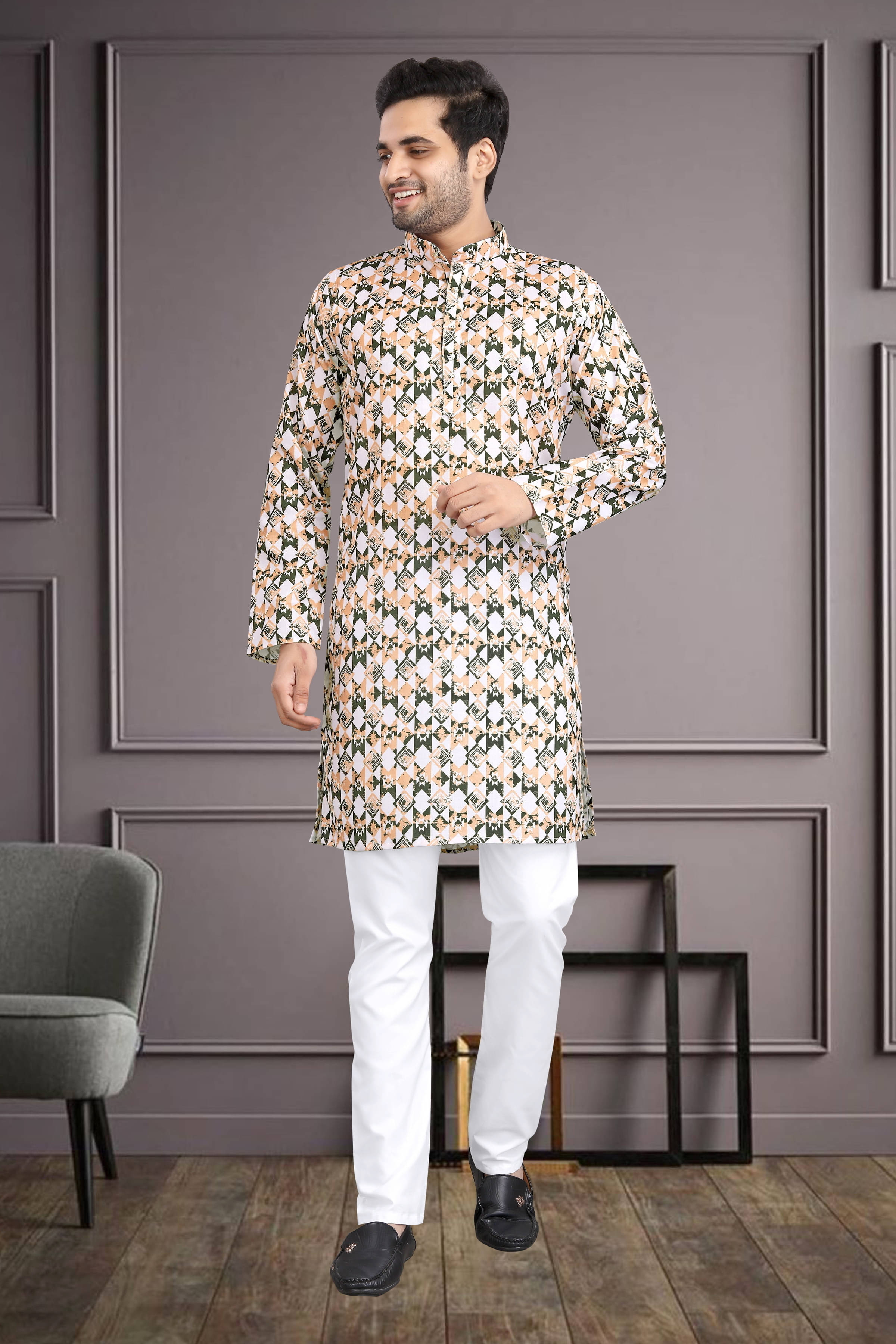     			Parallel Times Multicolor 5 Cotton Blend Men's Regular Kurta ( Pack of 1 )