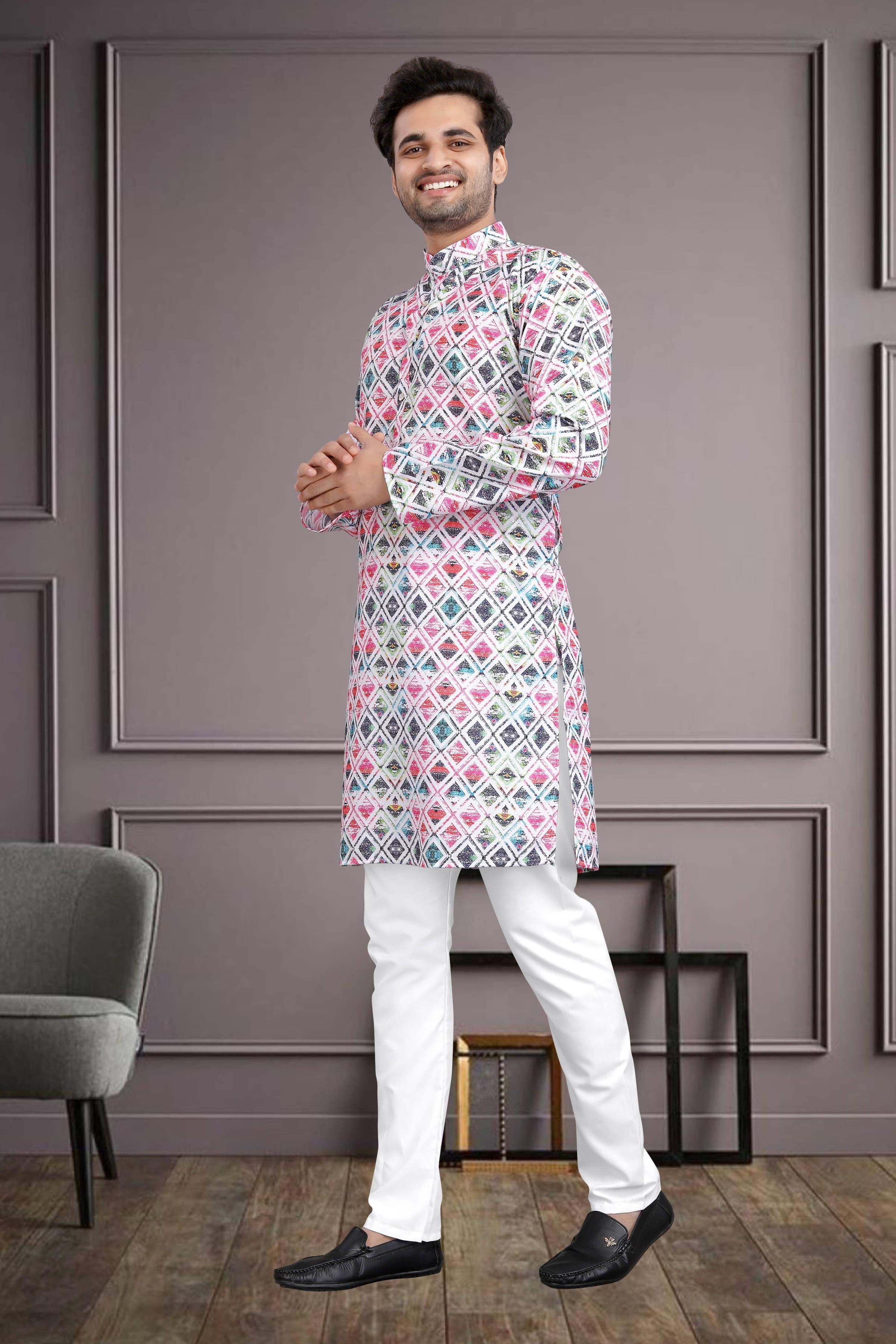     			Parallel Times Multicolor 6 Cotton Blend Men's Regular Kurta ( Pack of 1 )