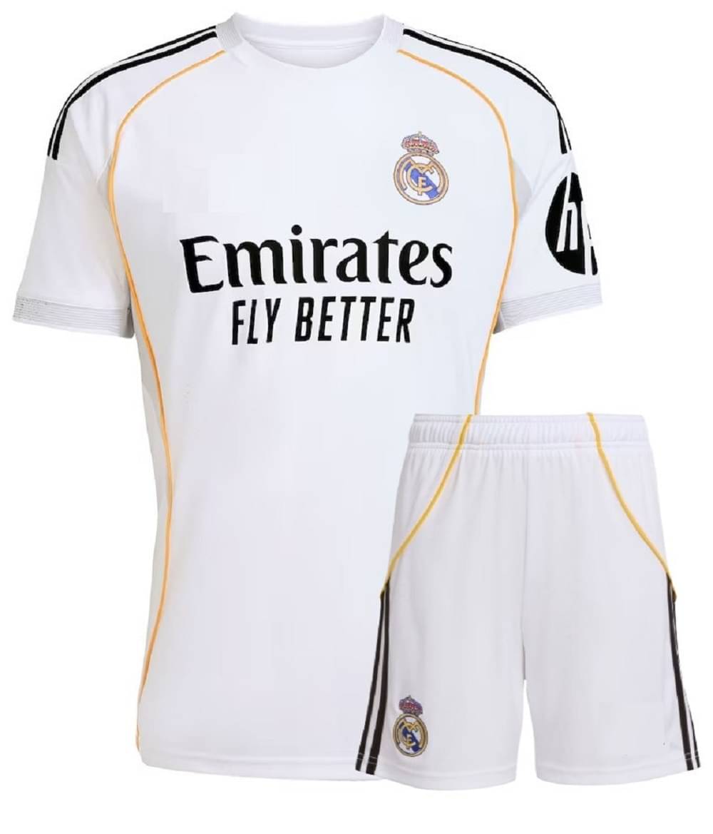     			REAL MADRID HOME JERSEY & SHORTS FOR MEN & WOMEN 2025/26