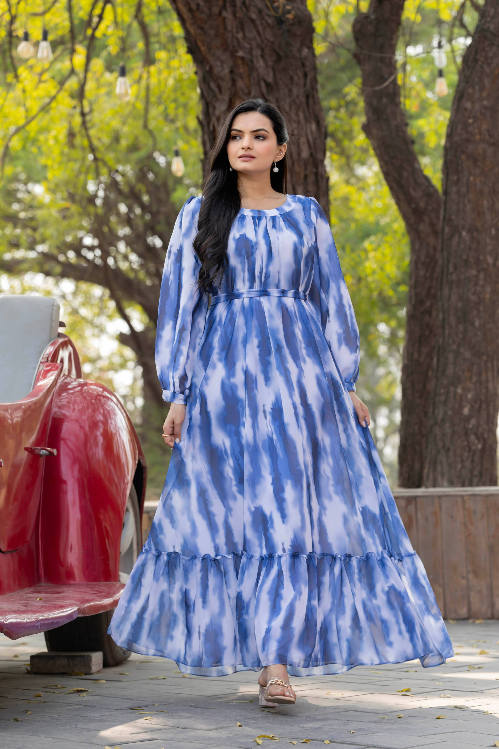SARINKU Women Georgette Anarkali Stitched Ethnic Gown ( Blue ) SARINKU Women Georgette Anarkali Stitched Ethnic Gown ( Blue )