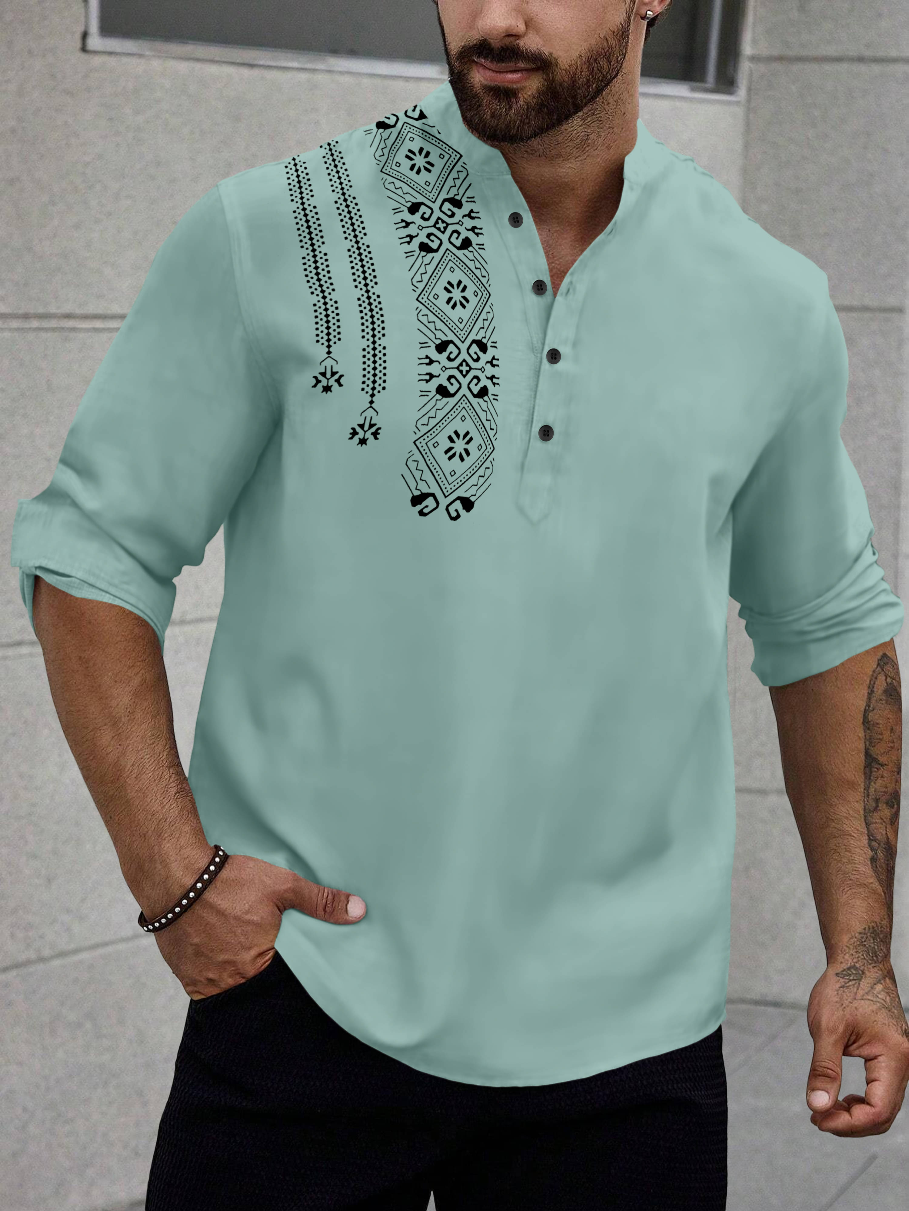     			SOPANI Light Green Cotton Blend Men's Regular Kurta ( Pack of 1 )