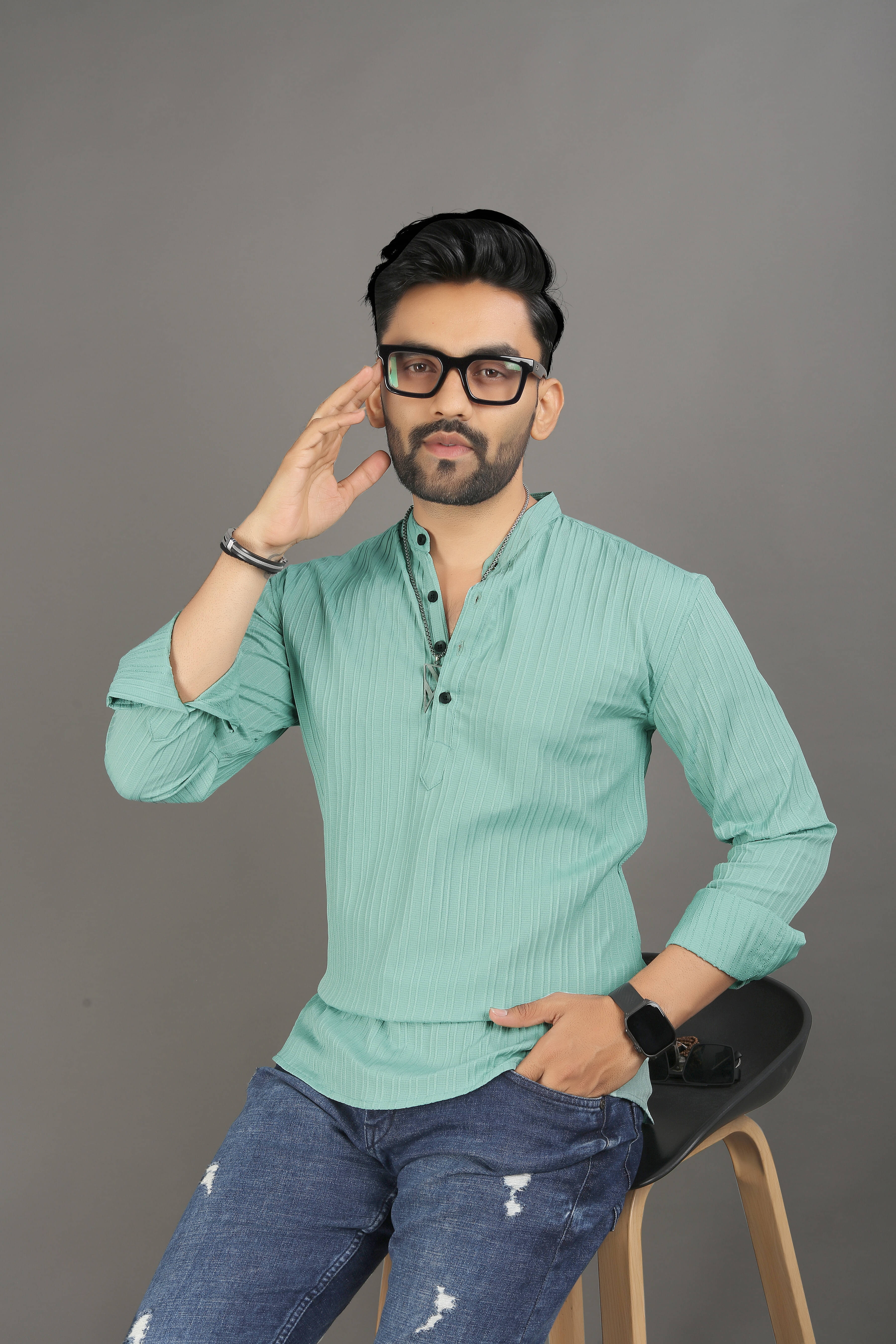    			SOPANI Light Green Cotton Blend Men's Regular Kurta ( Pack of 1 )