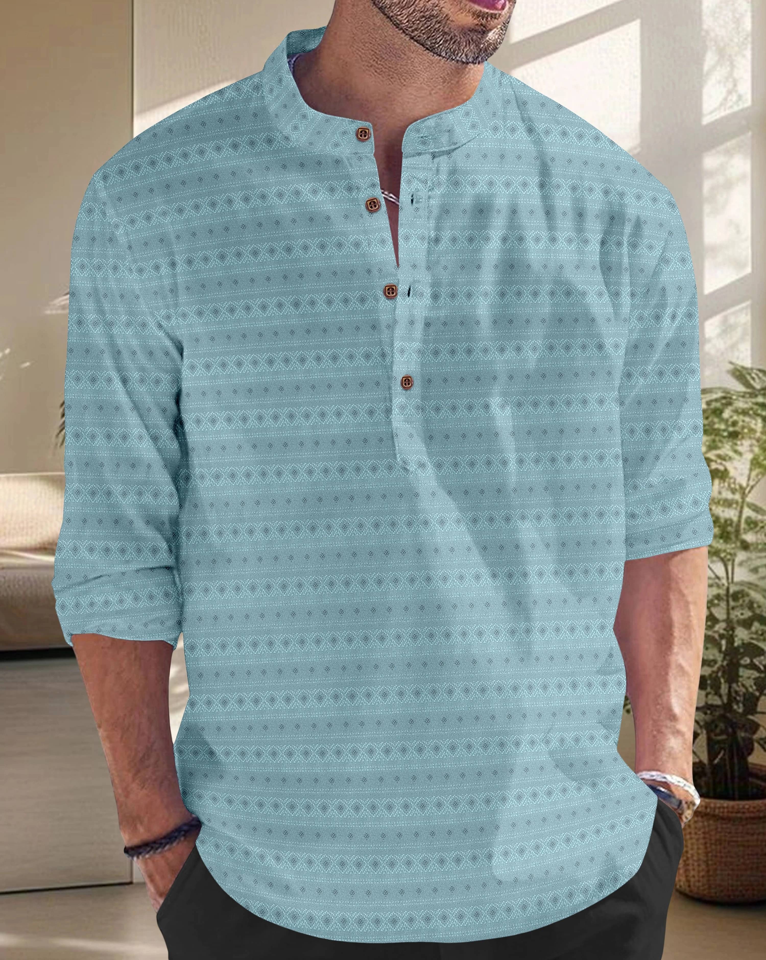     			SOPANI Light Green Cotton Blend Men's Regular Kurta ( Pack of 1 )