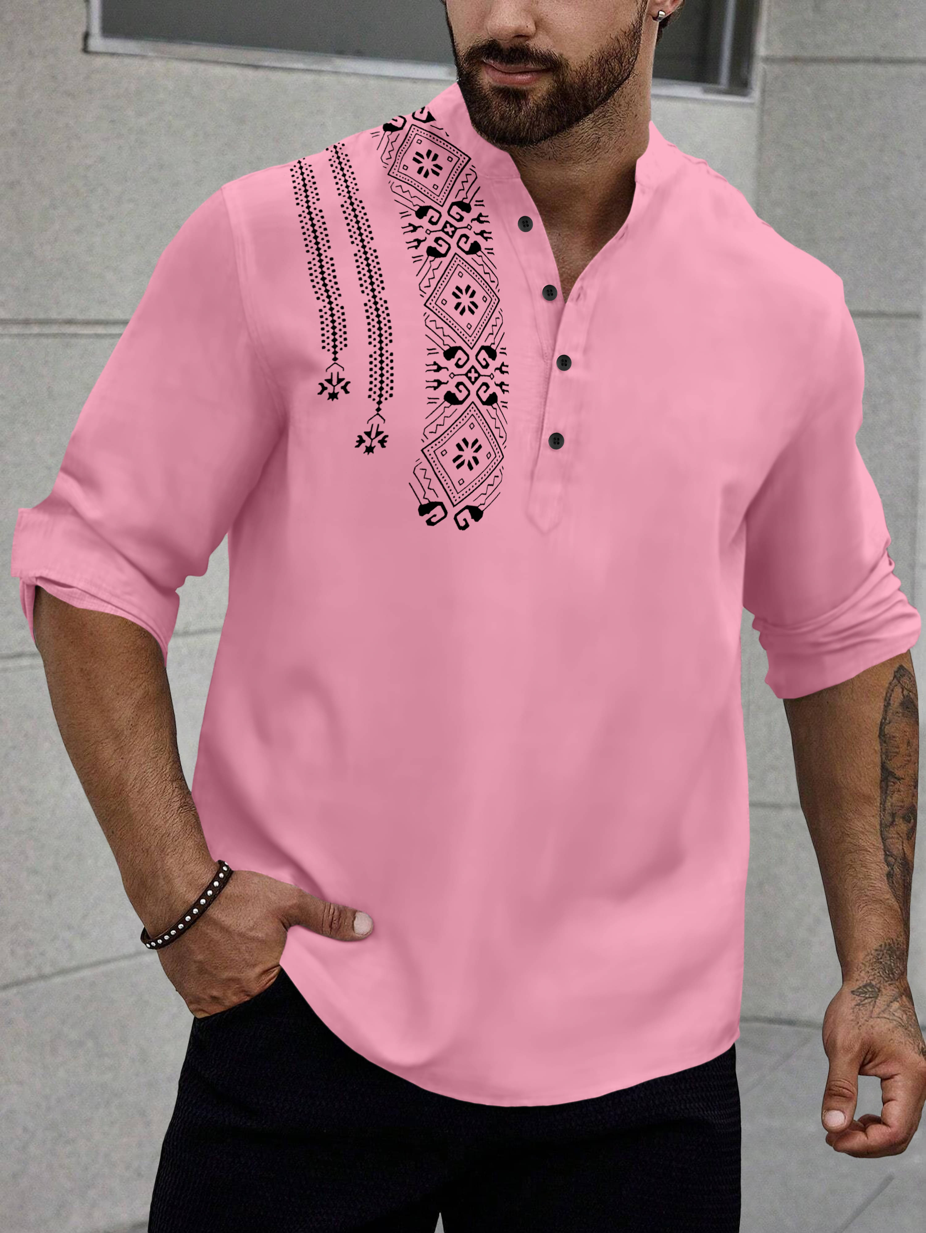     			SOPANI Pink Cotton Blend Men's Regular Kurta ( Pack of 1 )