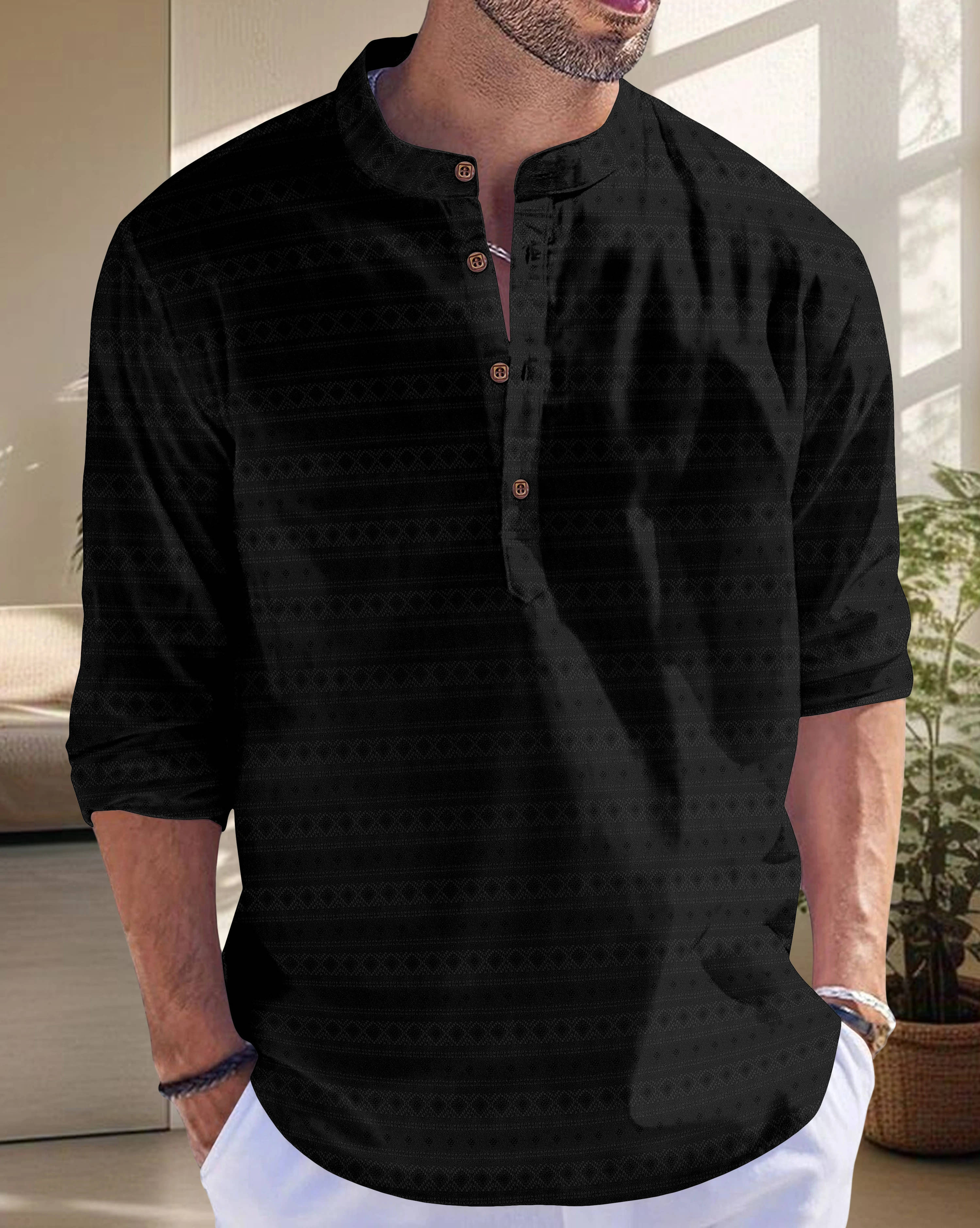 SPOQUE Black Cotton Blend Men's Regular Kurta ( Pack of 1 ) SPOQUE Black Cotton Blend Men's Regular Kurta ( Pack of 1 )