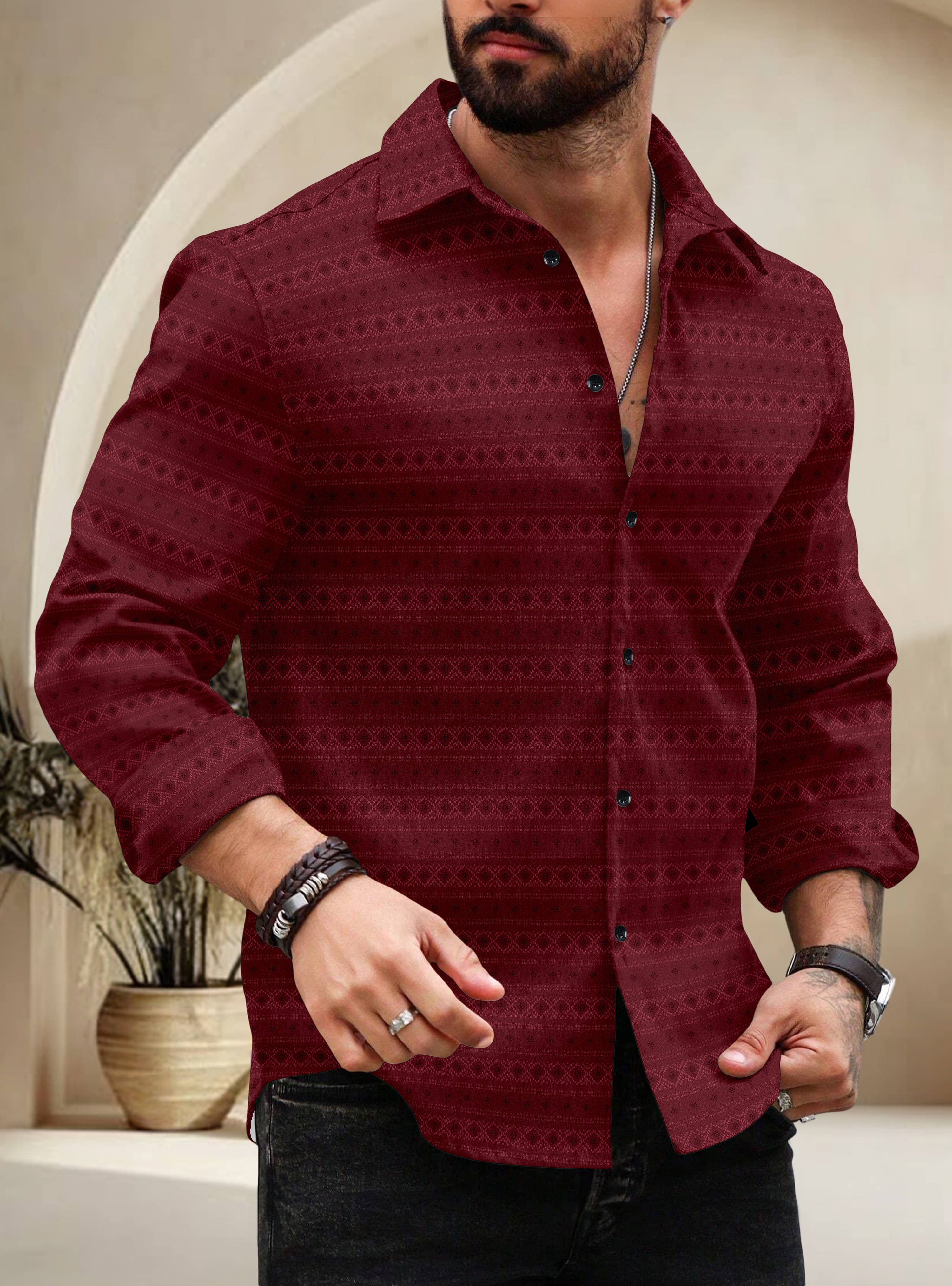 SPOQUE Poly Cotton Regular Fit Self Design Full Sleeves Men's Casual Shirt - Maroon ( Pack of 1 ) SPOQUE Poly Cotton Regular Fit Self Design Full Sleeves Men's Casual Shirt - Maroon ( Pack of 1 )