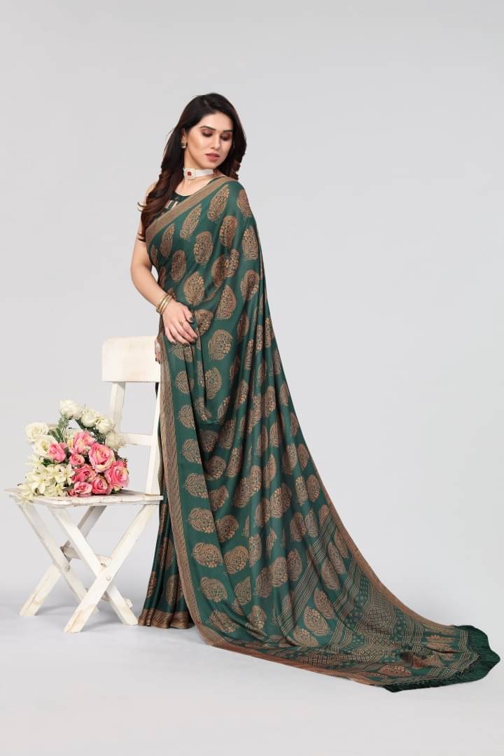     			Shree Sai Enterprise Chiffon Embroidered Regular Saree With Stitched Blouse ( Green )