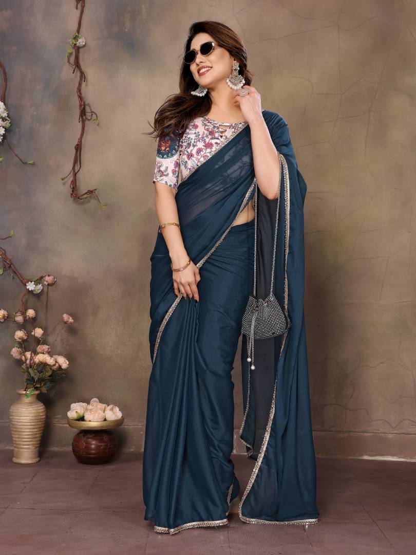     			Shree Sai Enterprise Georgette Printed Regular Saree With Stitched Blouse ( Rani )