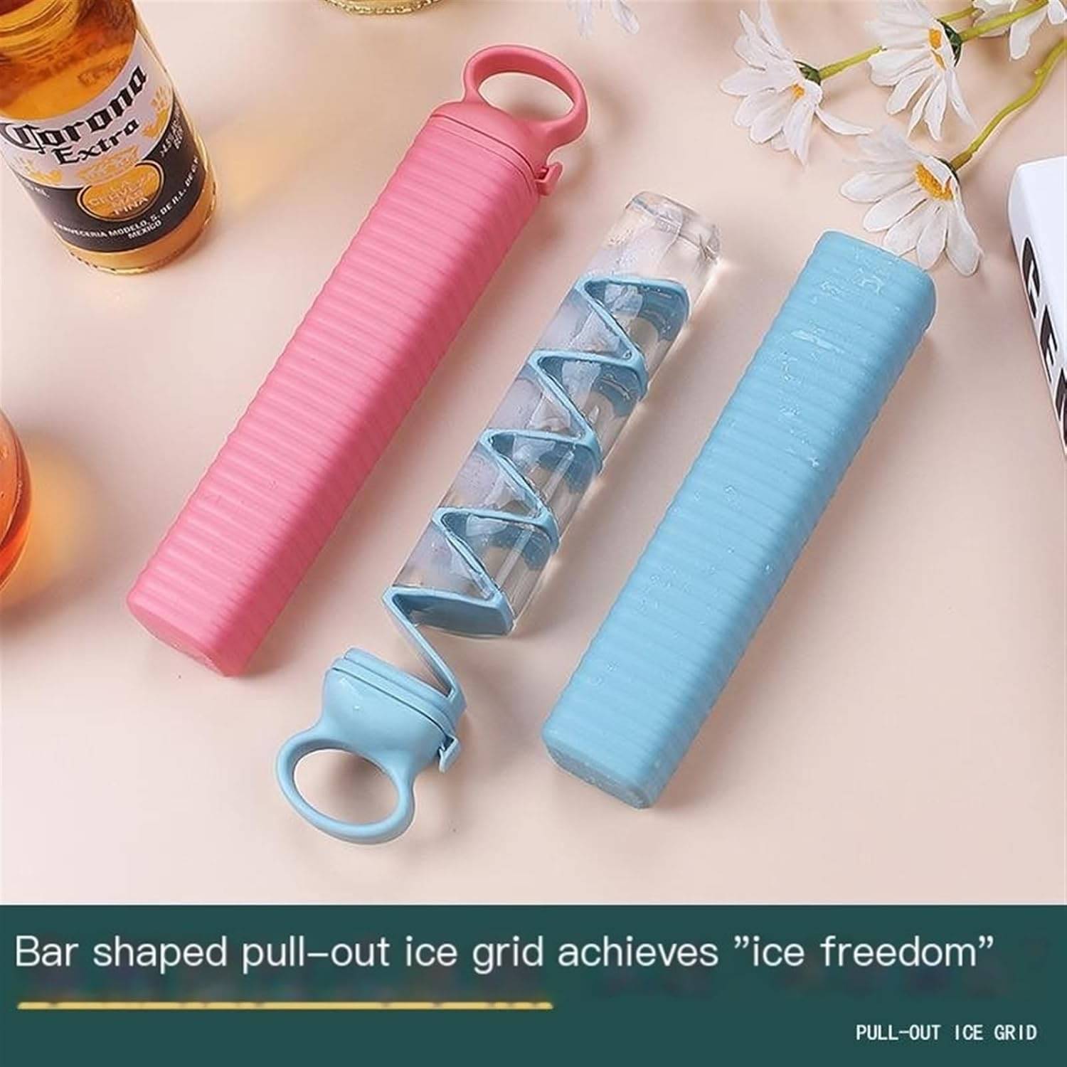     			Silicone Ice Cube Tray with Lid | Reusable Flexible Ice Mold for Freezer