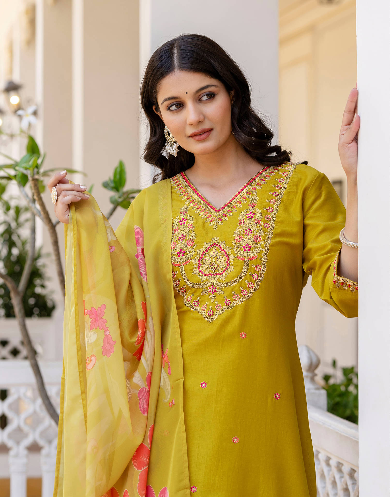 Skylee Women Silk Blend Embroidered Straight Kurti With Pants ( Yellow ) Skylee Women Silk Blend Embroidered Straight Kurti With Pants ( Yellow )