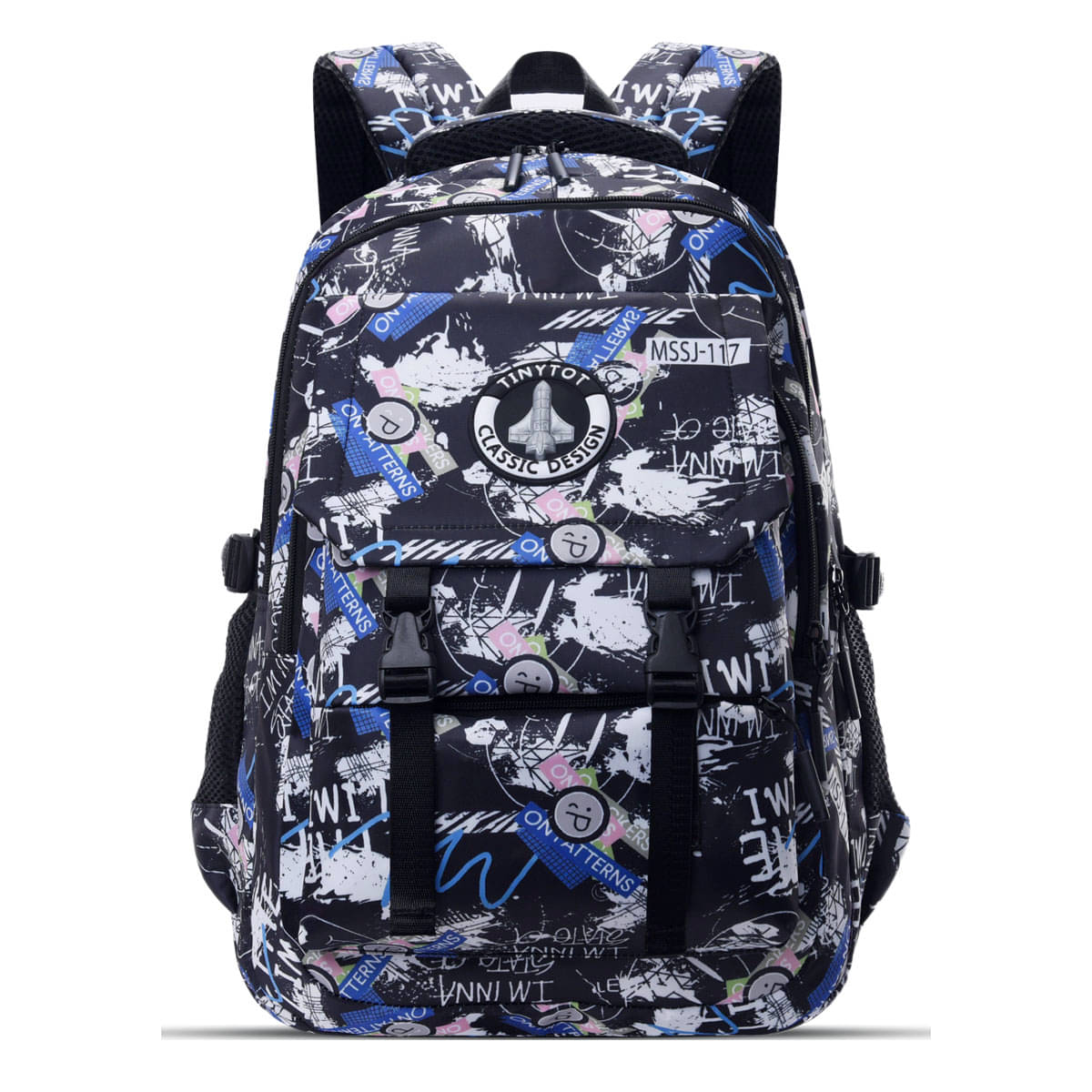 Tinytot Black Polyester Backpack For Kids Tinytot Black Polyester Backpack For Kids