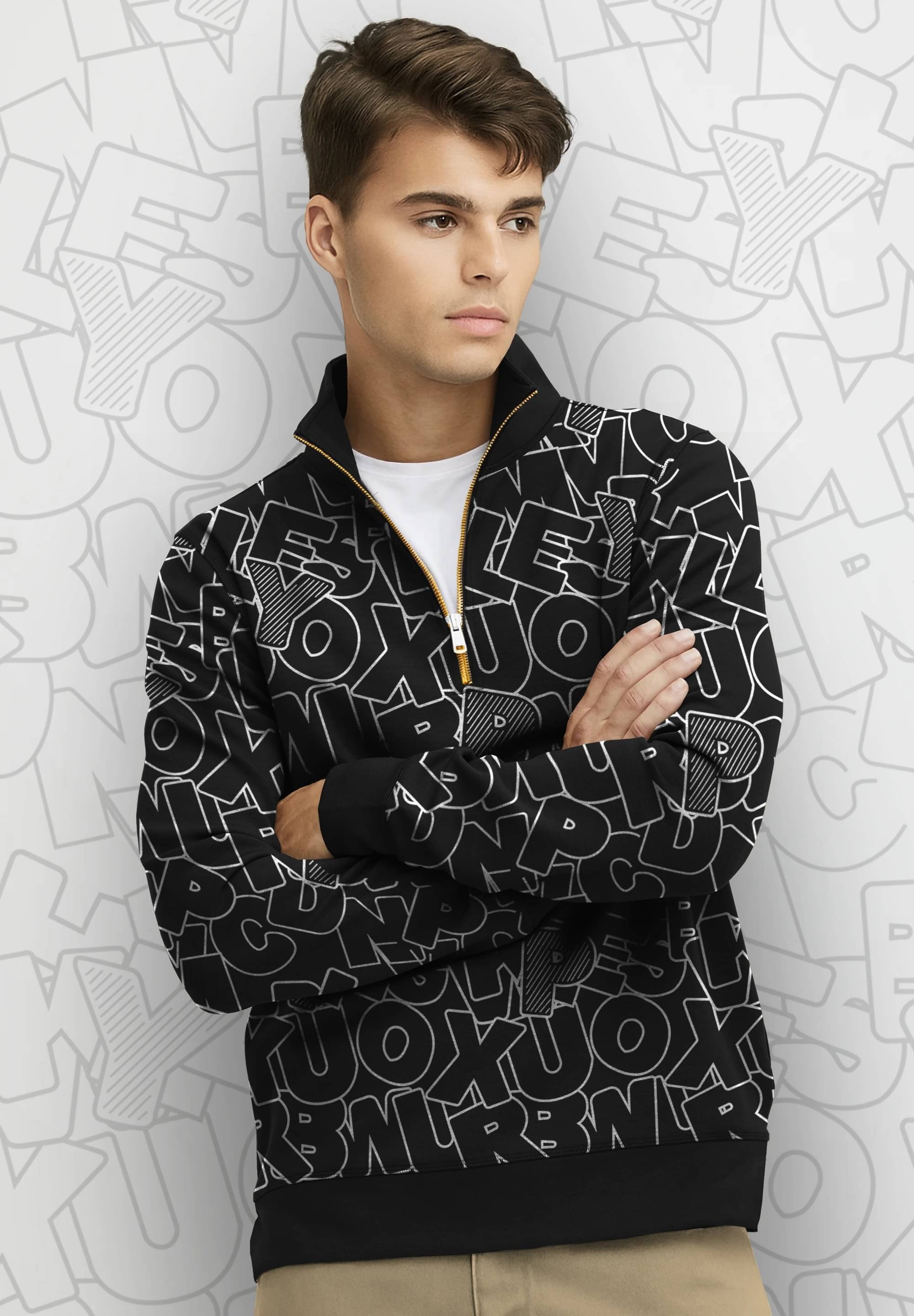     			Tripr Cotton Blend High Neck Men's Sweatshirt - Black ( Pack of 1 )