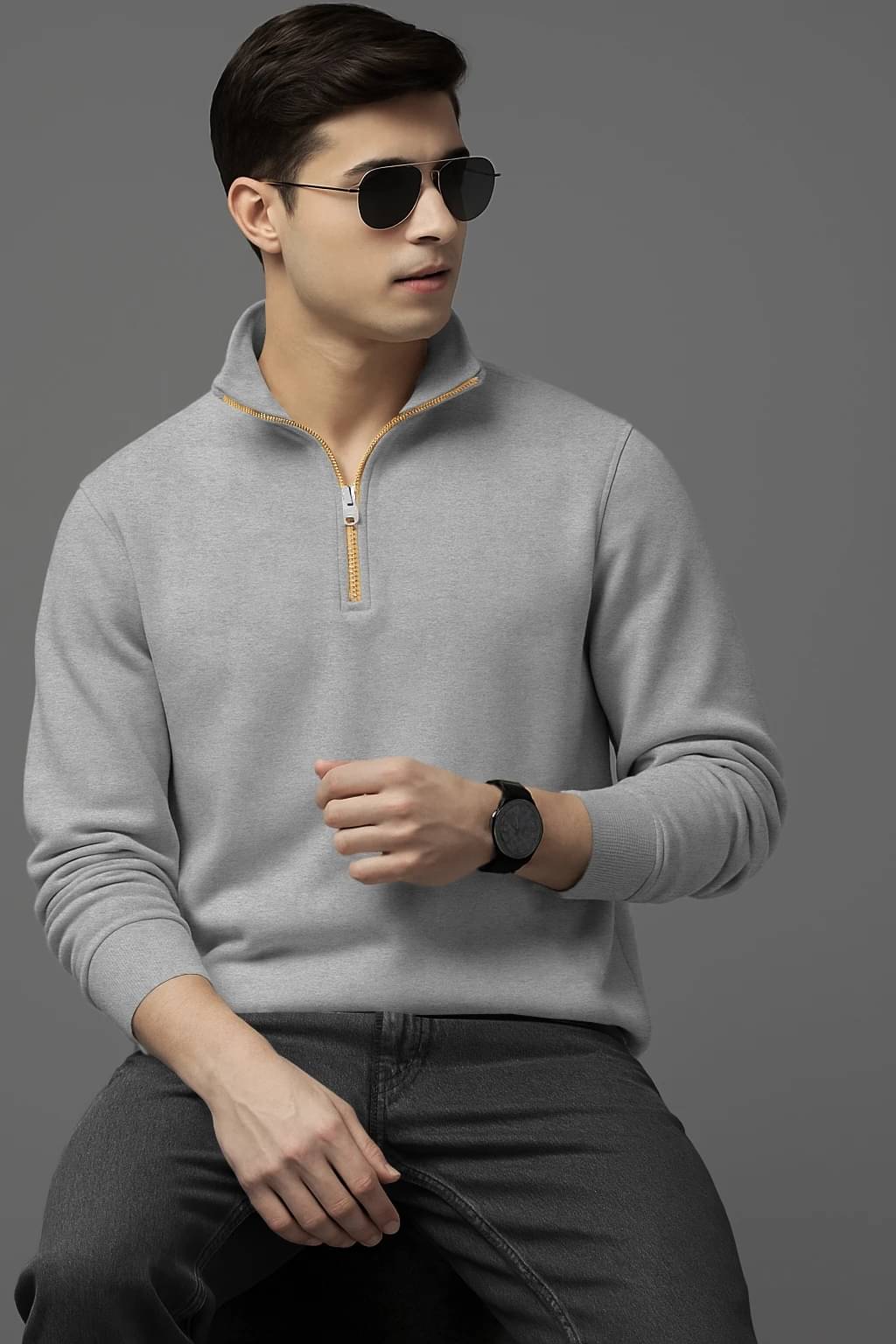 Tripr Cotton Blend High Neck Men's Sweatshirt - Grey ( Pack of 1 ) Tripr Cotton Blend High Neck Men's Sweatshirt - Grey ( Pack of 1 )