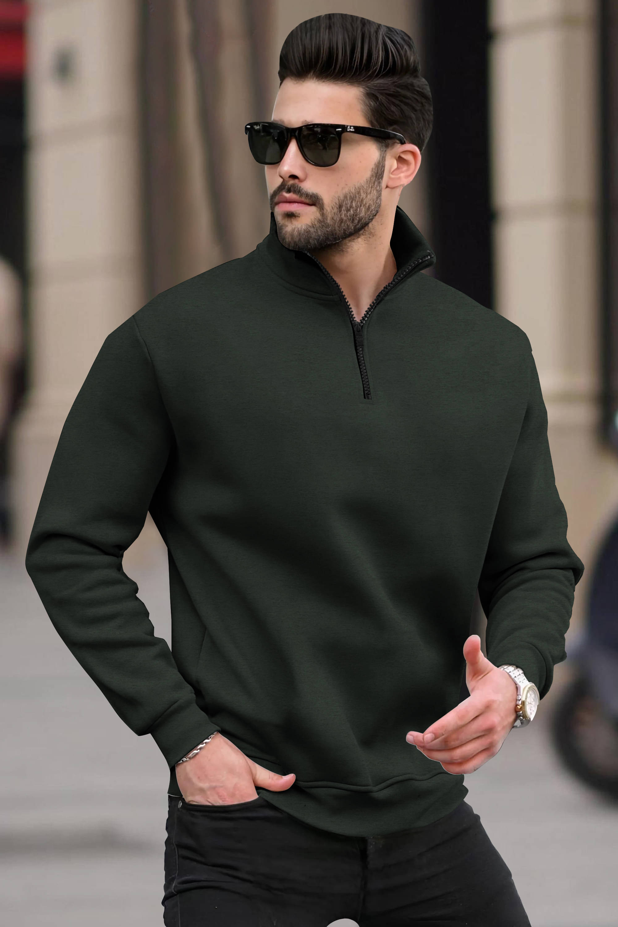    			Tripr Cotton Blend Polo Collar Men's Sweatshirt - Green ( Pack of 1 )
