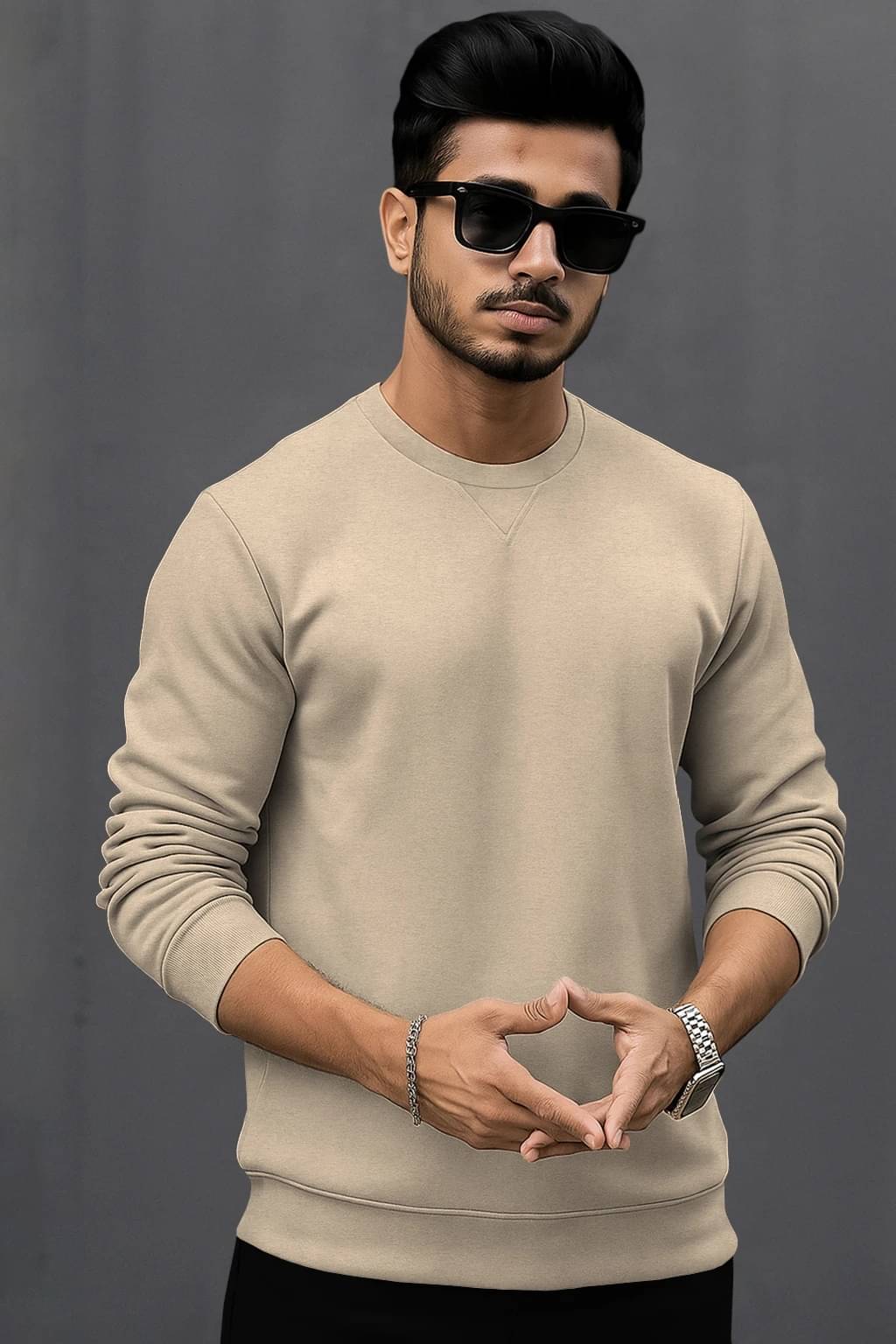 Tripr Cotton Blend Round Neck Men's Sweatshirt - Beige ( Pack of 1 )     			Tripr Cotton Blend Round Neck Men's Sweatshirt - Beige ( Pack of 1 )