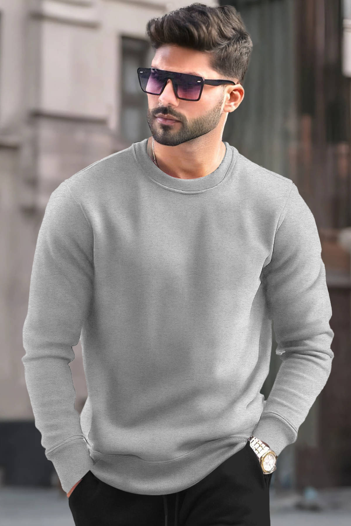 Tripr Cotton Blend Round Neck Men's Sweatshirt - Grey ( Pack of 1 )     			Tripr Cotton Blend Round Neck Men's Sweatshirt - Grey ( Pack of 1 )