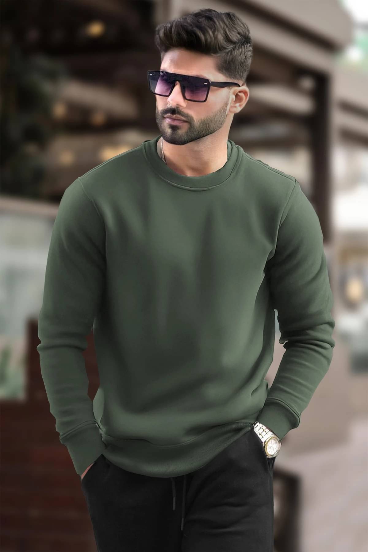 Tripr Cotton Blend Round Neck Men's Sweatshirt - Green ( Pack of 1 ) Tripr Cotton Blend Round Neck Men's Sweatshirt - Green ( Pack of 1 )