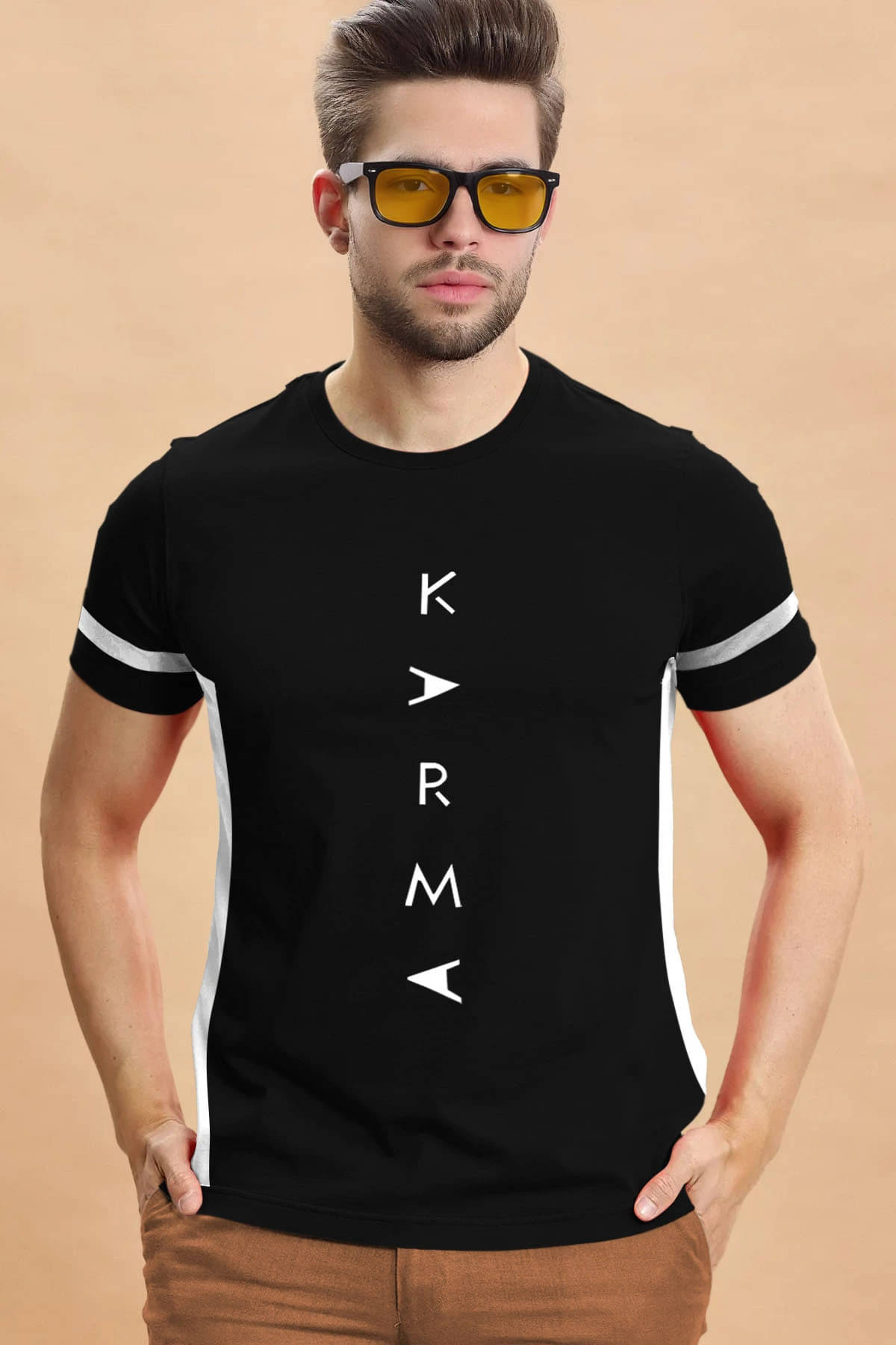     			Tripr Men Cotton Blend Regular Fit Printed T-Shirt ( Black )