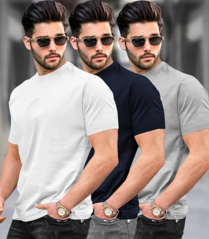 Tripr Men Cotton Blend Regular Fit Solid T-Shirt ( Multicolor ) Tripr Men Cotton Blend Regular Fit Solid T-Shirt ( Multicolor )