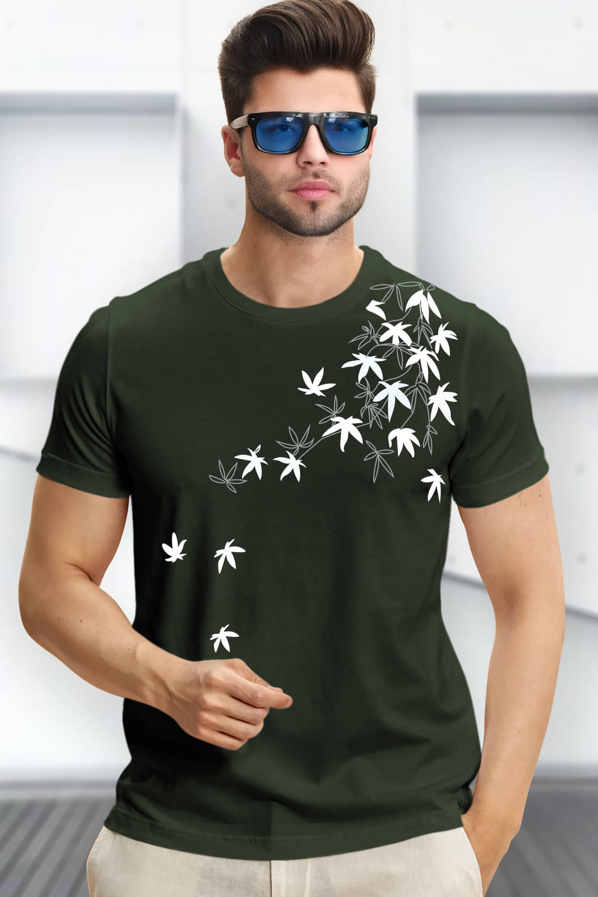     			Tripr Men Cotton Blend Regular Fit Printed T-Shirt ( Dark Green )