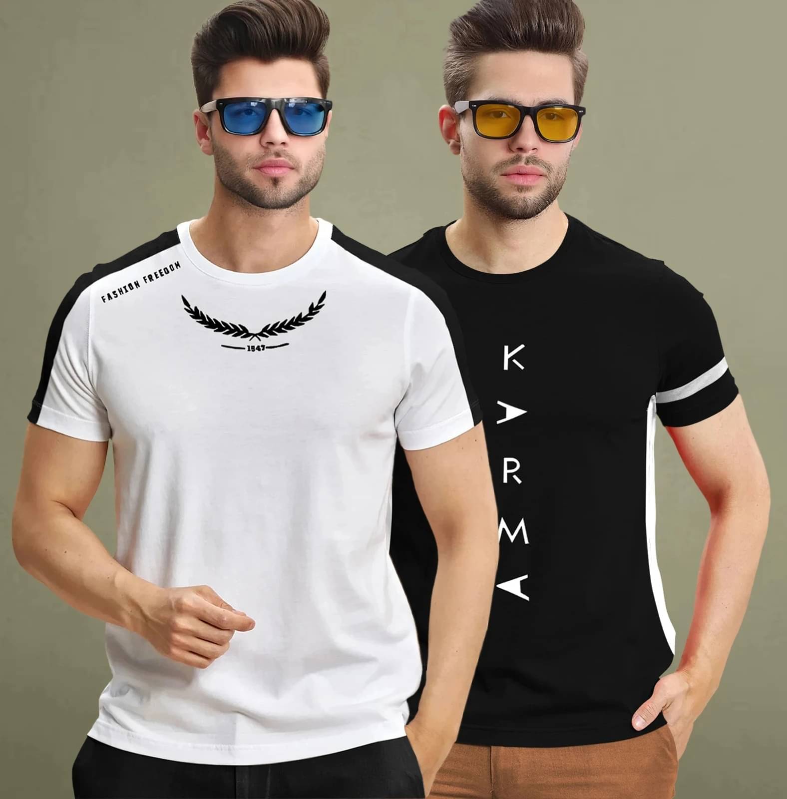 Tripr Men Cotton Blend Regular Fit Printed T-Shirt ( Multicolor ) Tripr Men Cotton Blend Regular Fit Printed T-Shirt ( Multicolor )