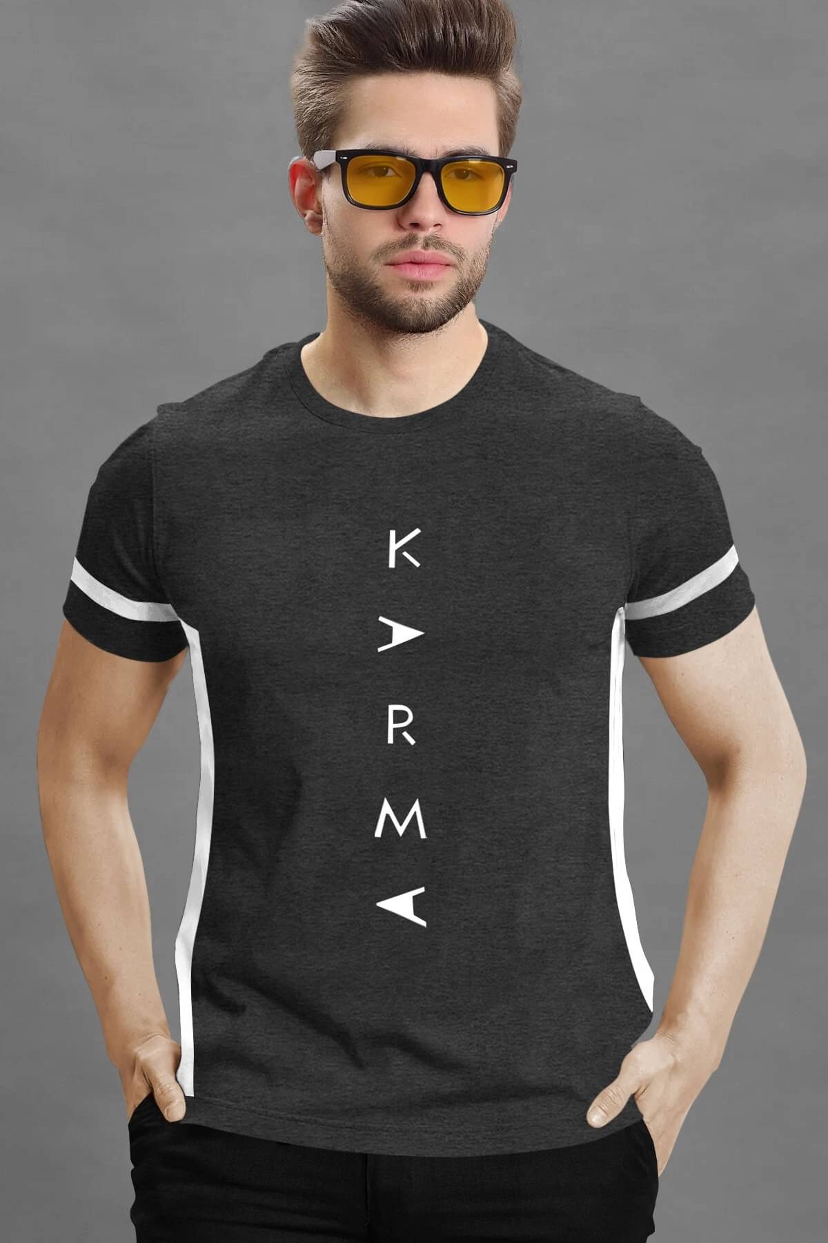     			Tripr Men Cotton Blend Regular Fit Printed T-Shirt ( Black )
