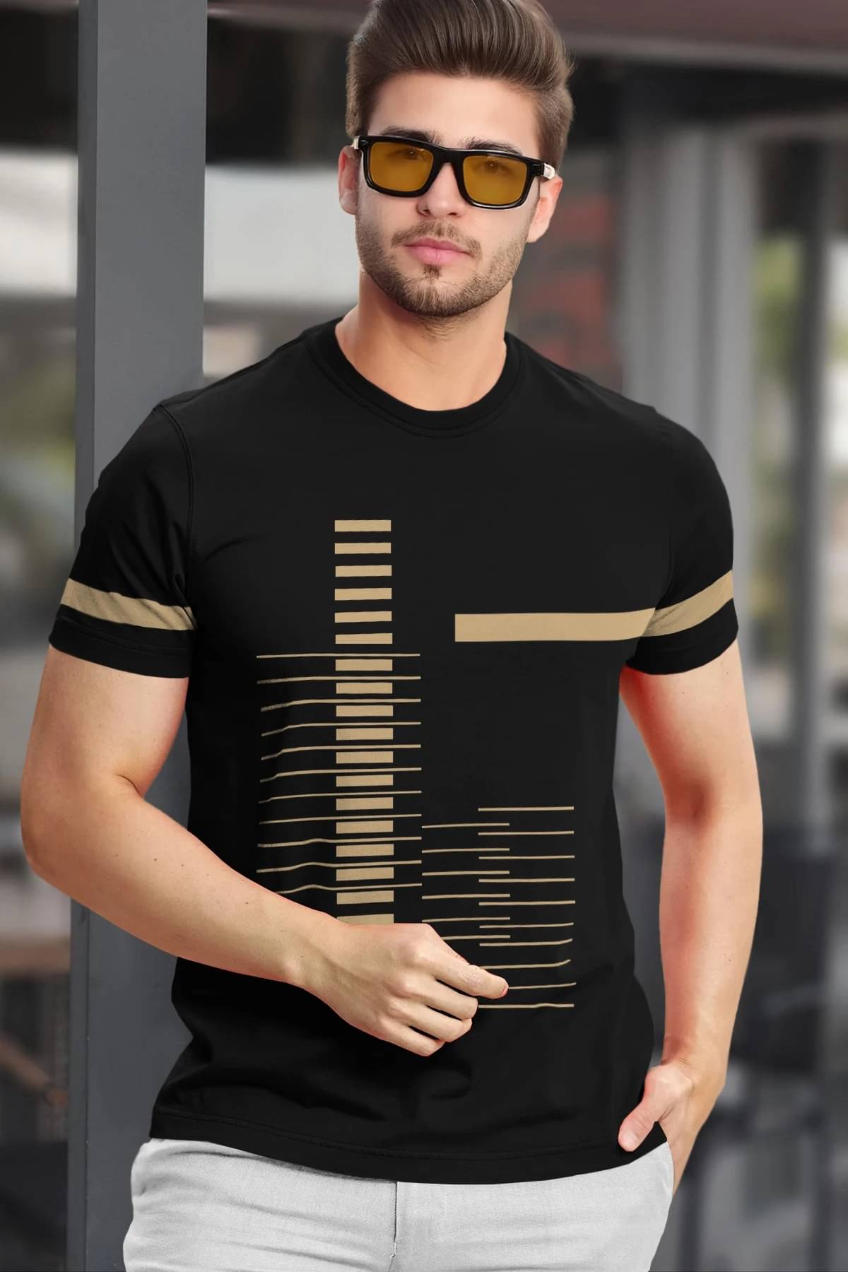     			Tripr Men Cotton Blend Regular Fit Printed T-Shirt ( Black )