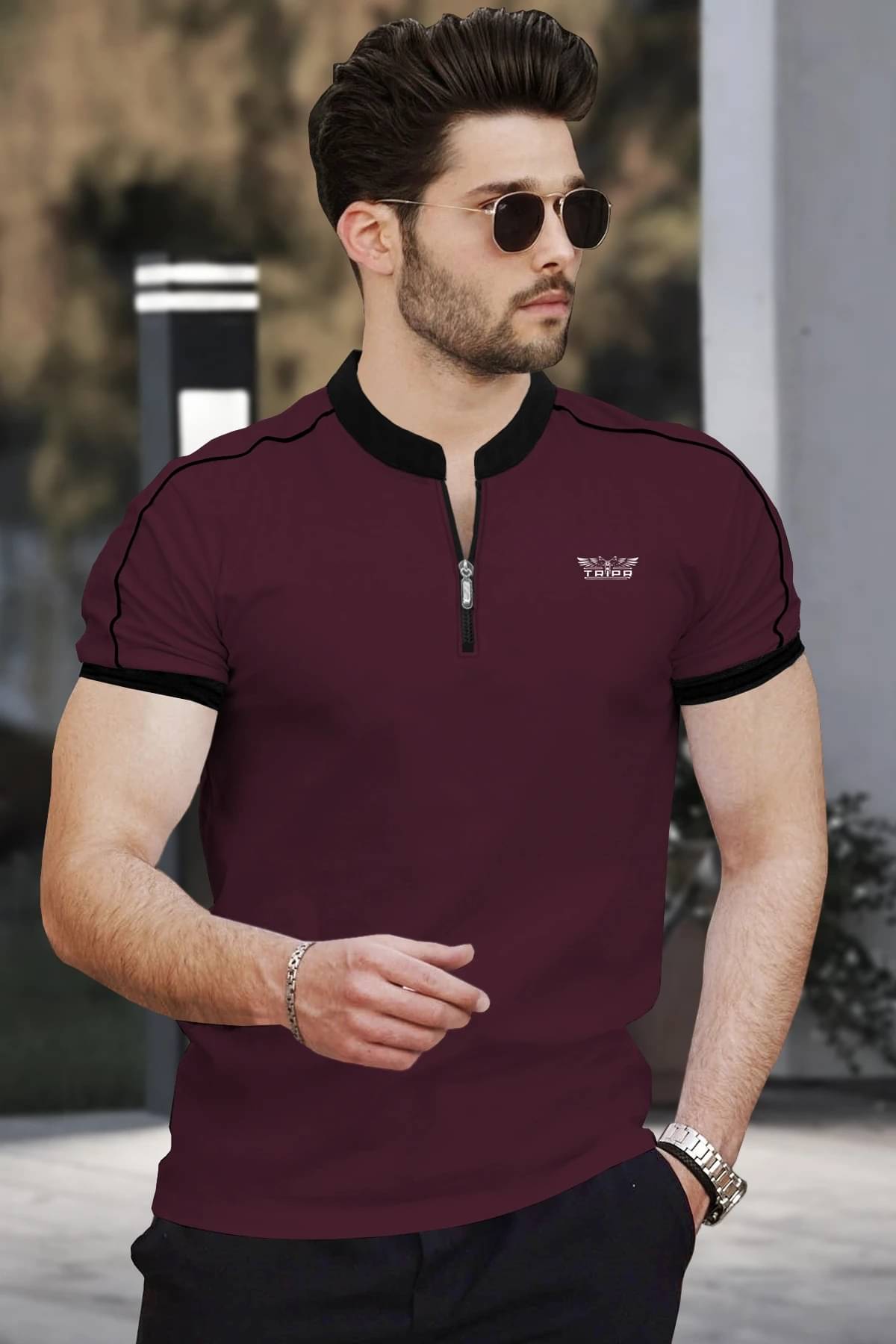 Tripr Men Cotton Blend Regular Fit Solid T-Shirt ( Maroon ) Tripr Men Cotton Blend Regular Fit Solid T-Shirt ( Maroon )