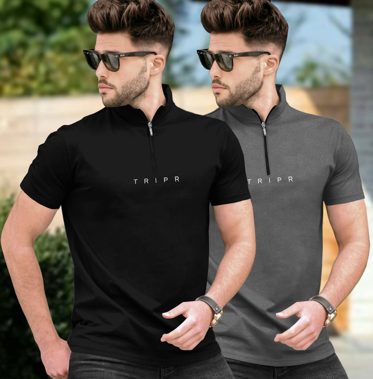 Tripr Men Cotton Blend Regular Fit Solid T-Shirt ( Multicolor ) Tripr Men Cotton Blend Regular Fit Solid T-Shirt ( Multicolor )