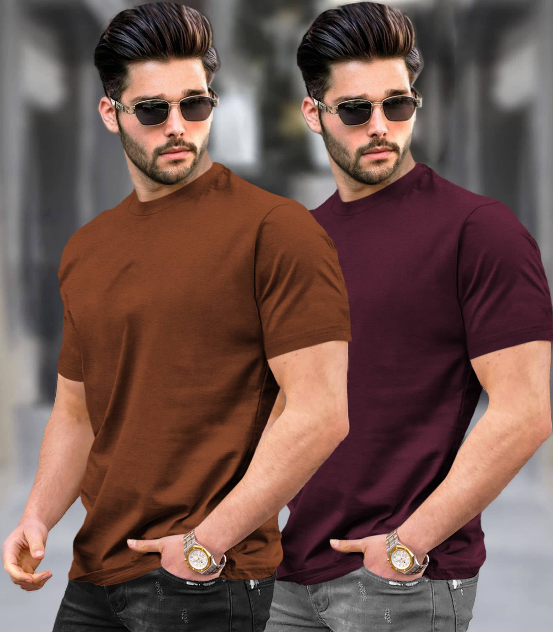 Tripr Men Cotton Blend Regular Fit Solid T-Shirt ( Multicolor ) Tripr Men Cotton Blend Regular Fit Solid T-Shirt ( Multicolor )