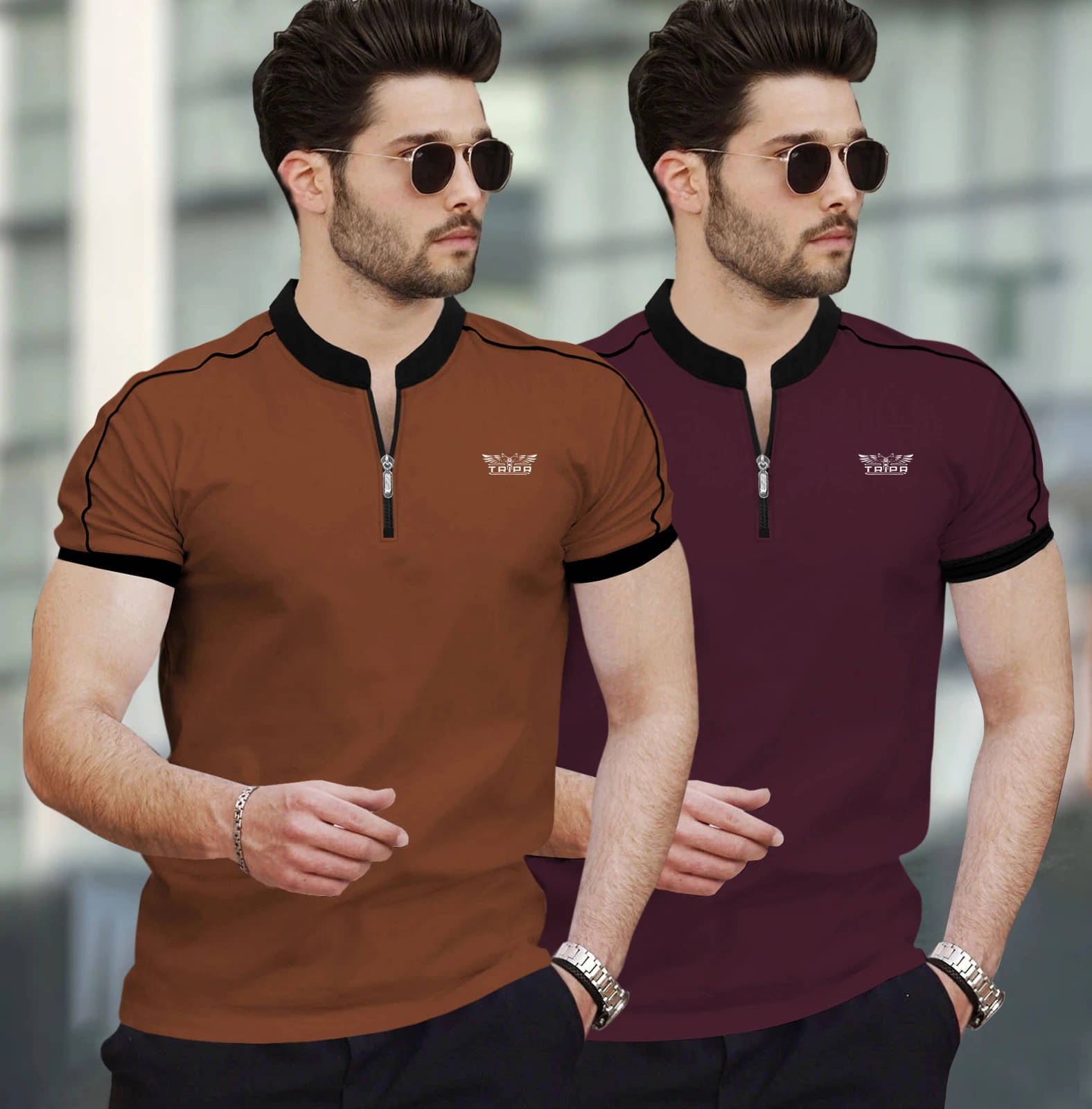     			Tripr Men Cotton Blend Regular Fit Solid T-Shirt ( Multicolor )
