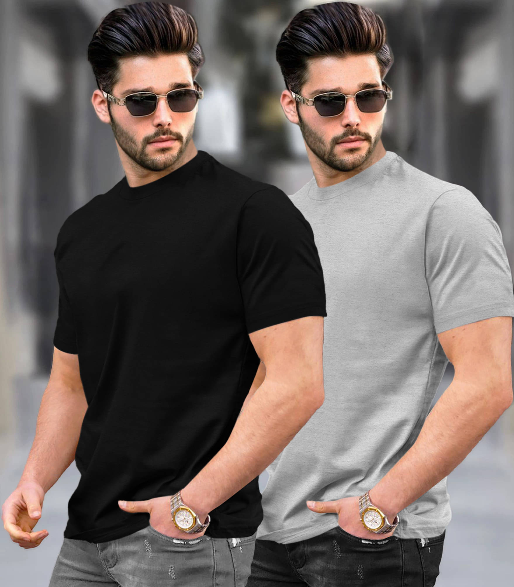     			Tripr Men Cotton Blend Regular Fit Solid T-Shirt ( Multicolor )