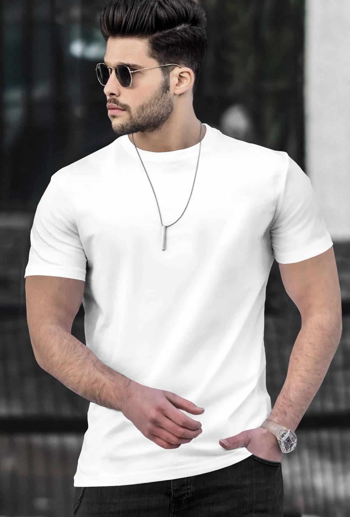 Tripr Men Cotton Blend Regular Fit Solid T-Shirt ( White ) Tripr Men Cotton Blend Regular Fit Solid T-Shirt ( White )