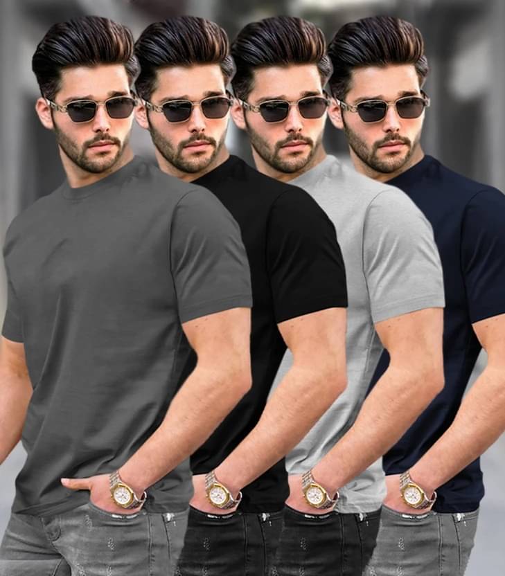    			Tripr Men Cotton Blend Regular Fit Solid T-Shirt ( Multicolor )