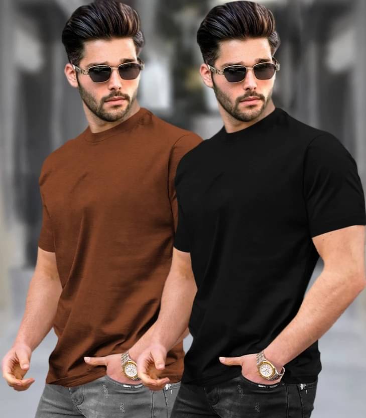     			Tripr Men Cotton Blend Regular Fit Solid T-Shirt ( Multicolor )