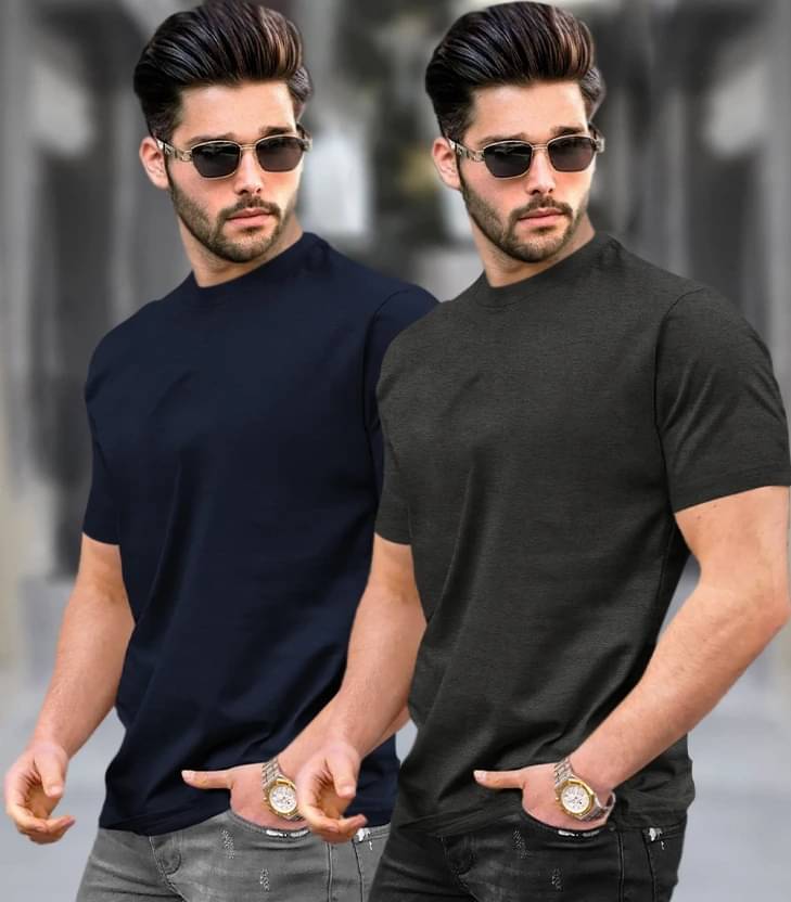 Tripr Men Cotton Blend Regular Fit Solid T-Shirt ( Multicolor )     			Tripr Men Cotton Blend Regular Fit Solid T-Shirt ( Multicolor )