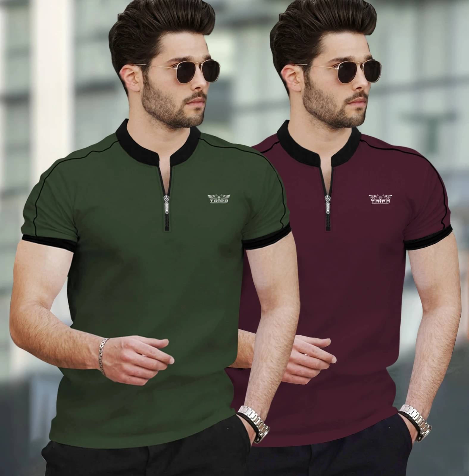     			Tripr Men Cotton Blend Regular Fit Solid T-Shirt ( Multicolor )