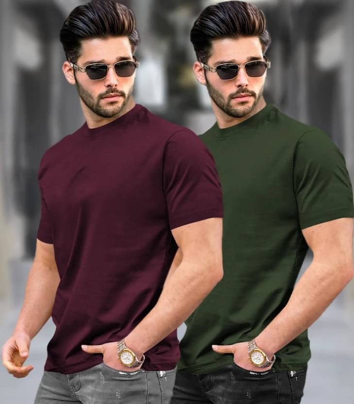 Tripr Men Cotton Blend Regular Fit Solid T-Shirt ( Multicolor ) Tripr Men Cotton Blend Regular Fit Solid T-Shirt ( Multicolor )