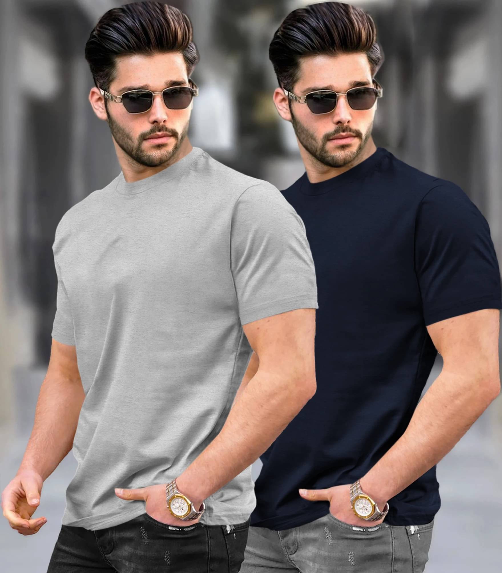     			Tripr Men Cotton Blend Regular Fit Solid T-Shirt ( Multicolor )