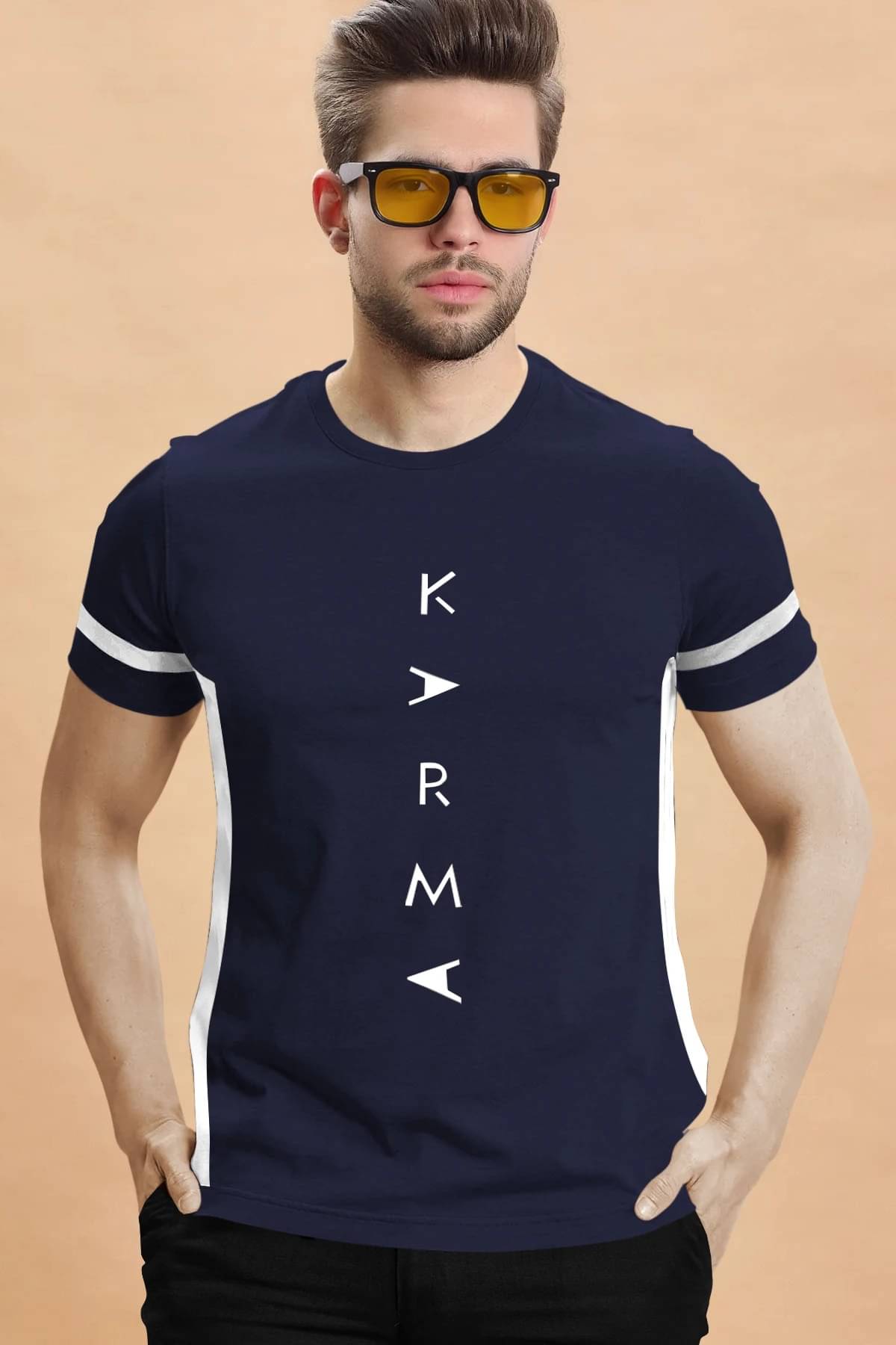 Tripr Men Cotton Blend Regular Fit Printed T-Shirt ( Navy Blue ) Tripr Men Cotton Blend Regular Fit Printed T-Shirt ( Navy Blue )