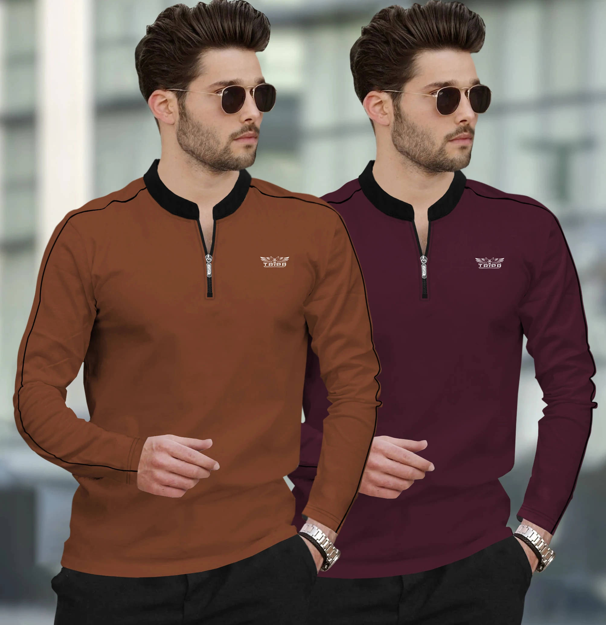 Tripr Men Cotton Blend Regular Fit Solid T-Shirt ( Multicolor ) Tripr Men Cotton Blend Regular Fit Solid T-Shirt ( Multicolor )